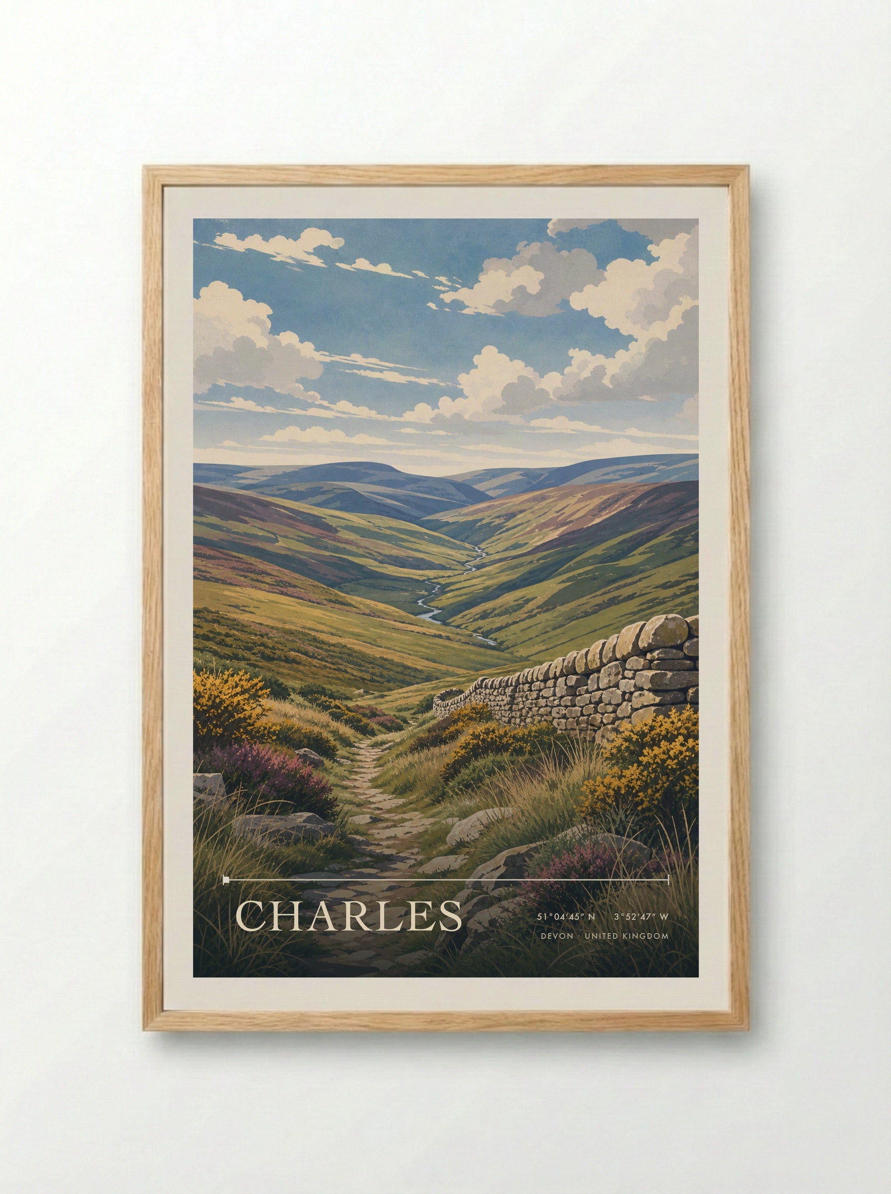 Charles Devon United Kingdom Travel Poster - Framed Print Wood
