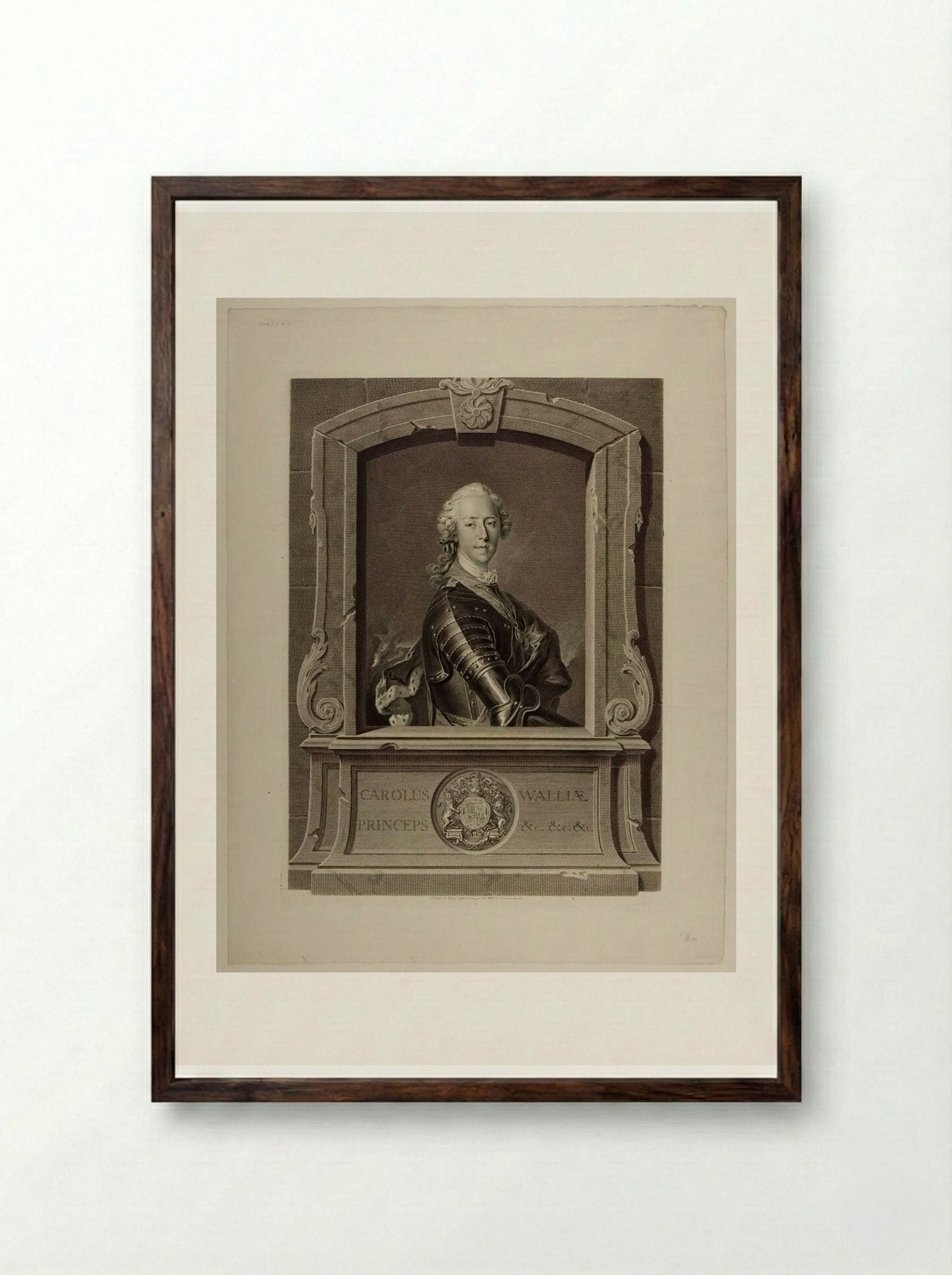 Charles Edward Stuart, the Pretender - Johann Georg Wille - Framed Print Dark Wood