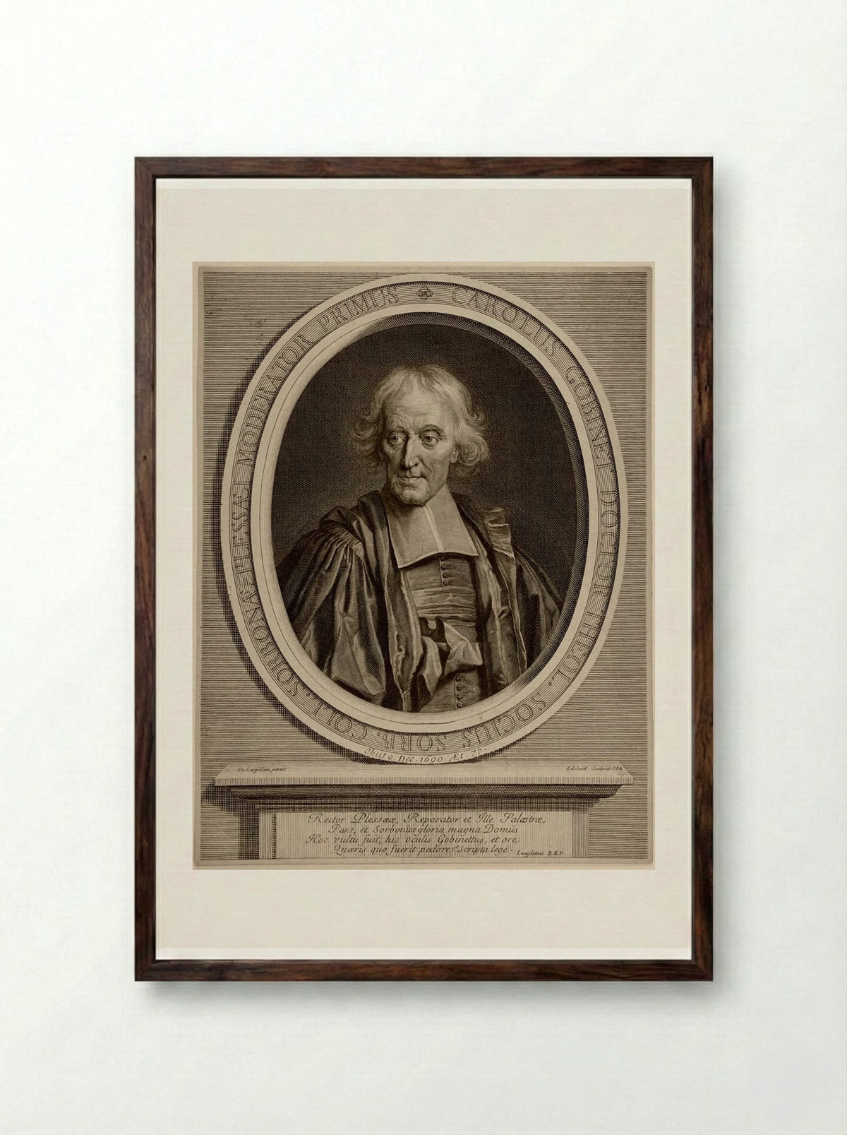 Charles Gobinet - Gérard Edelinck - Framed Print Dark Wood