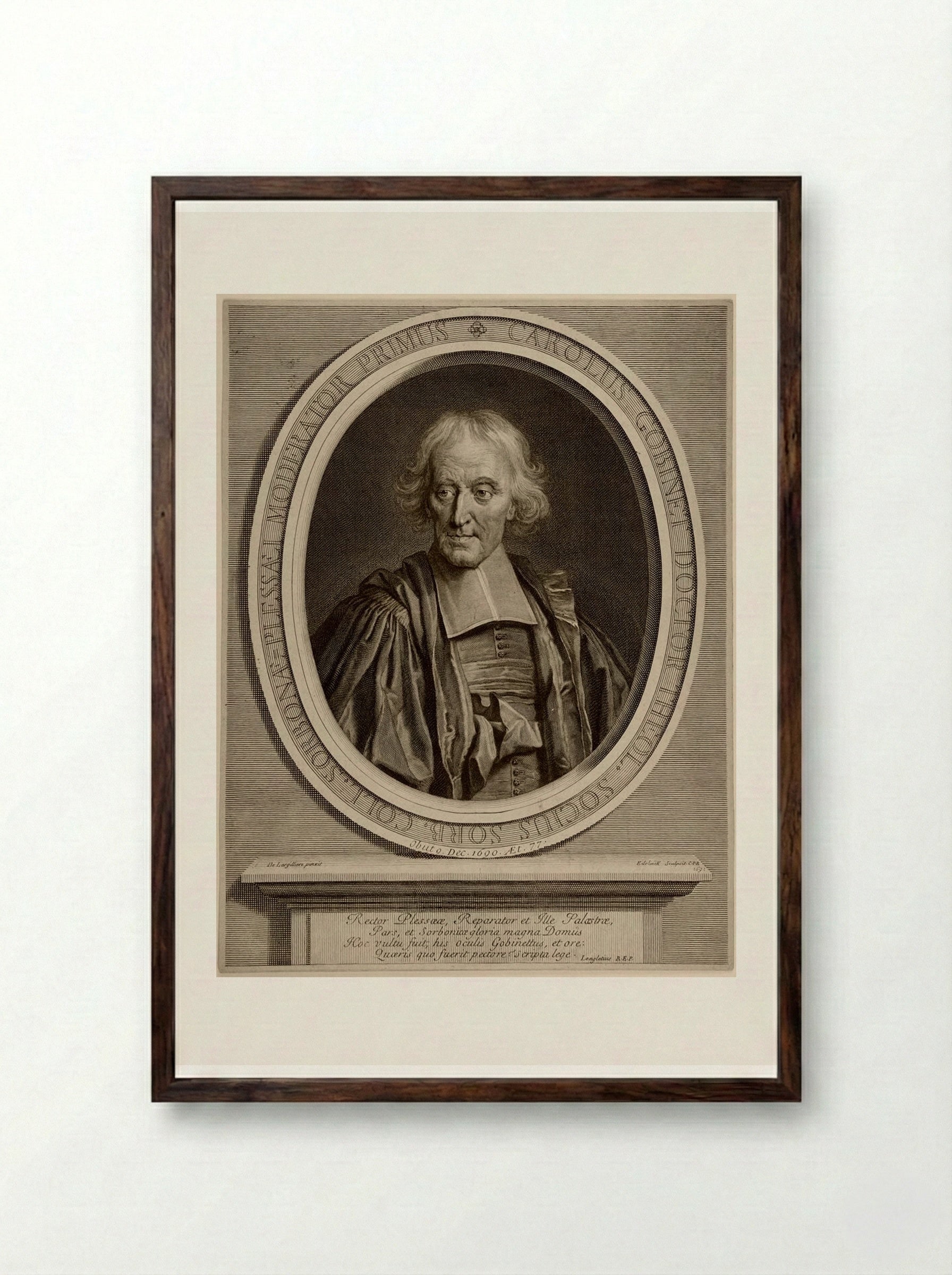 Charles Gobinet - Gérard Edelinck - Framed Print Dark Wood