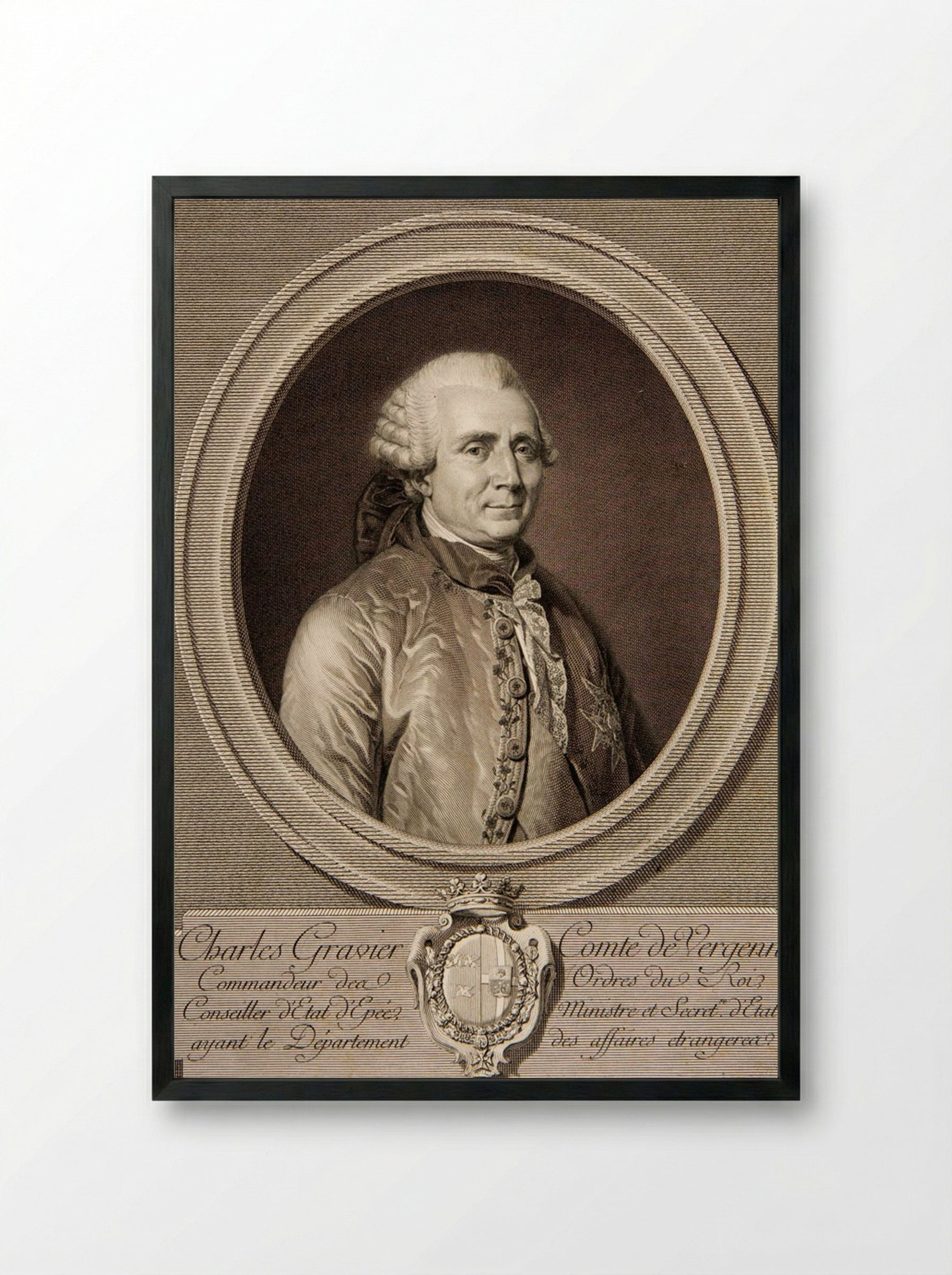 Charles Gravier, Comte de Vergennes - Charles Clément Bervic - Framed Print Black