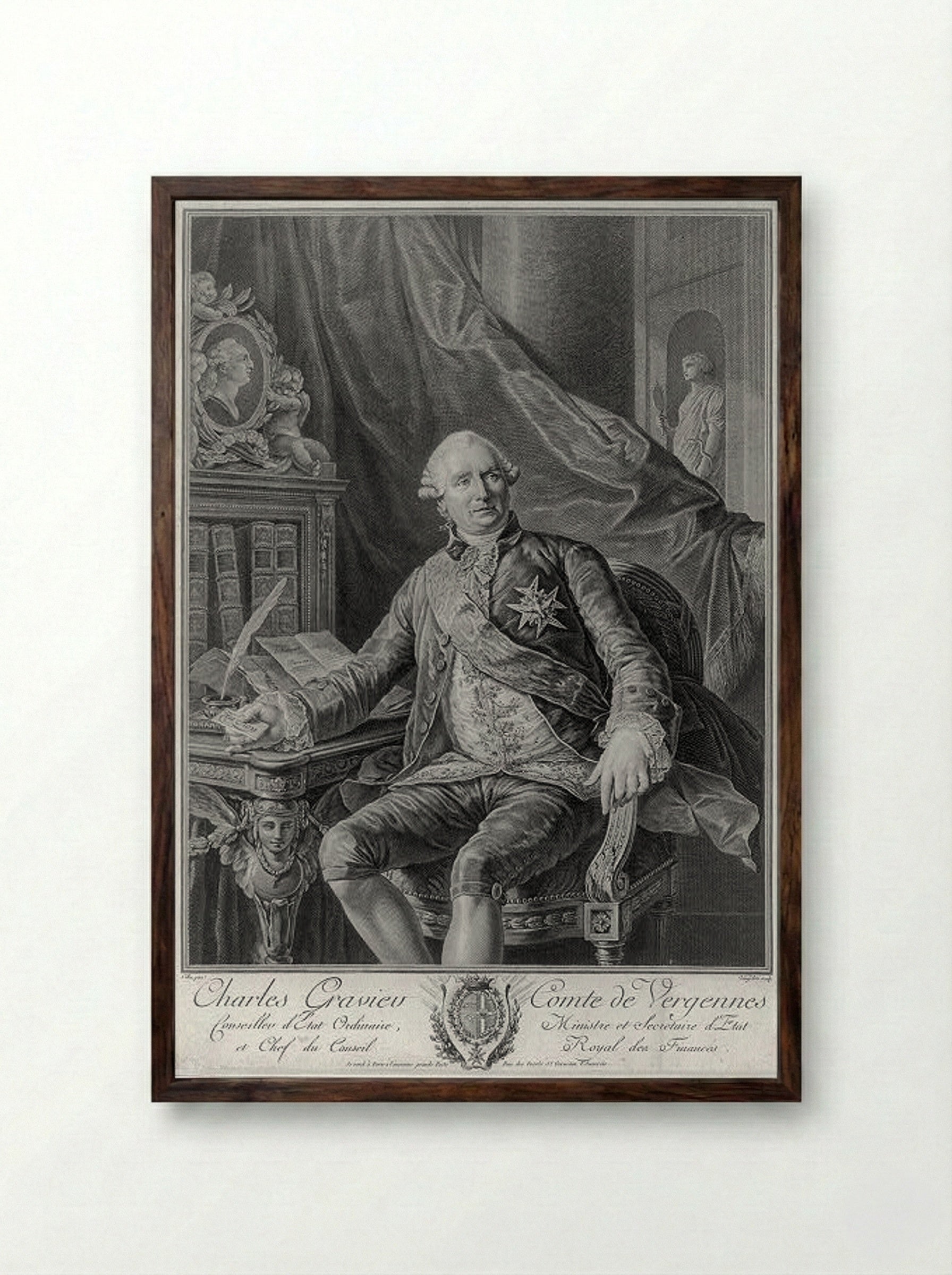 Charles Gravier, Comte de Vergennes - Vincenzo Vangelisti - Framed Print Dark Wood
