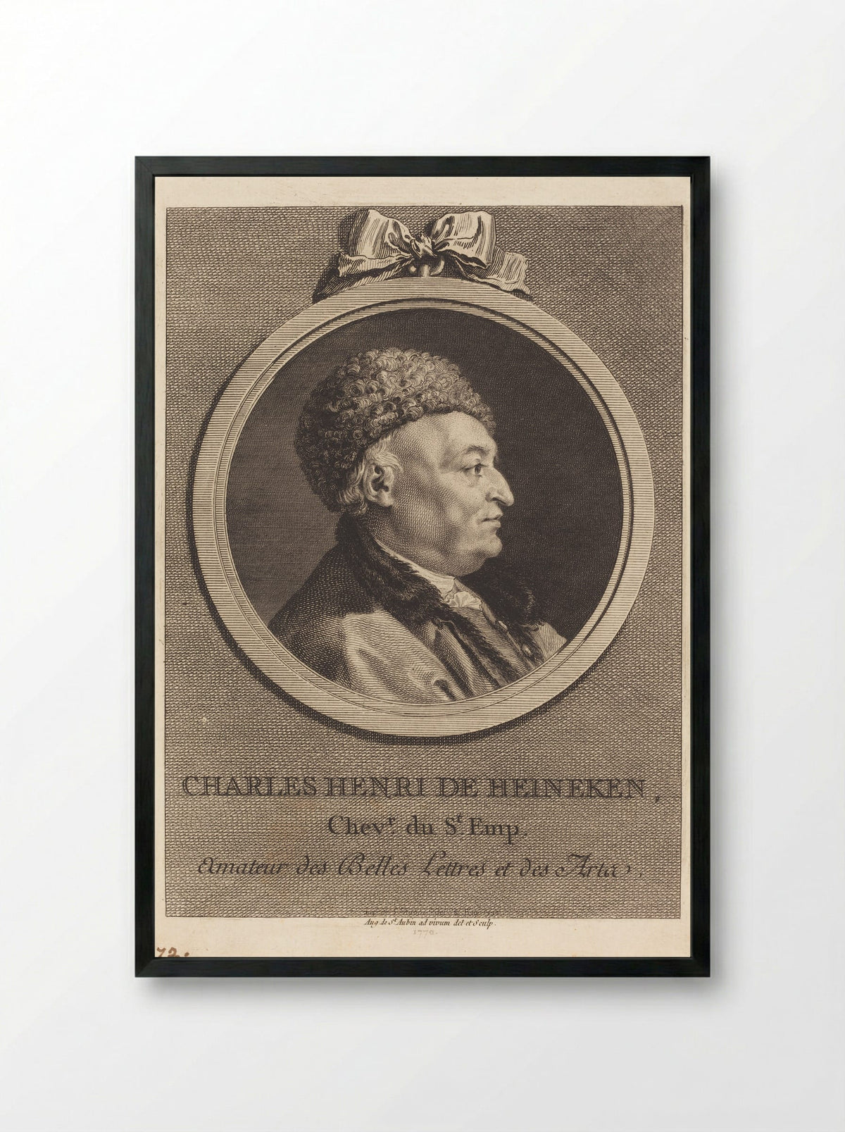 Charles Henri de Heineken - Augustin de Saint-Aubin - Framed Print Black