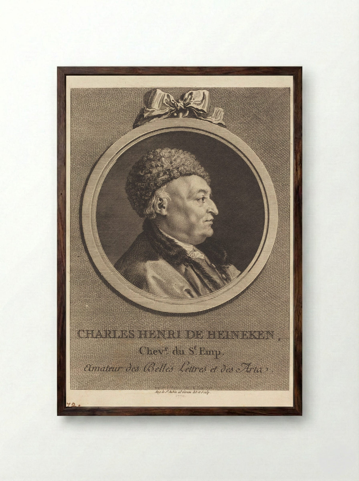 Charles Henri de Heineken - Augustin de Saint-Aubin - Framed Print Dark Wood