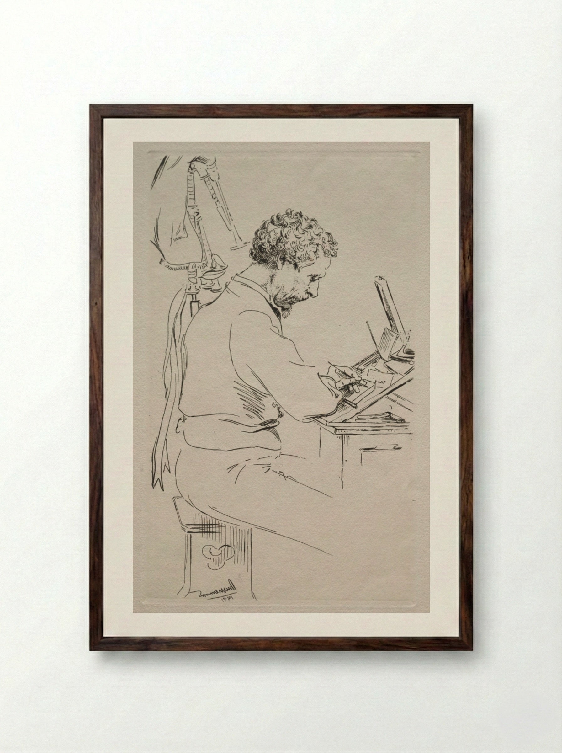 Charles Kean - Félix Bracquemond - Framed Print Dark Wood