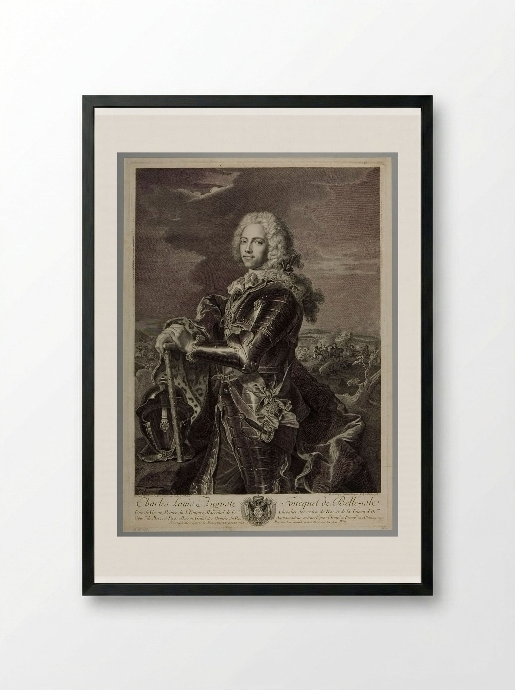 Charles Louis Auguste Fouquet, Duke of Belle-Isle - Johann Georg Wille - Framed Print Black