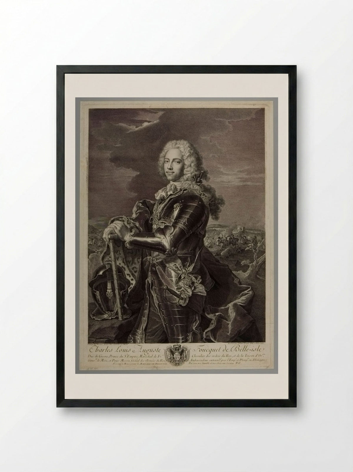 Charles Louis Auguste Fouquet, Duke of Belle-Isle - Johann Georg Wille - Framed Print Black