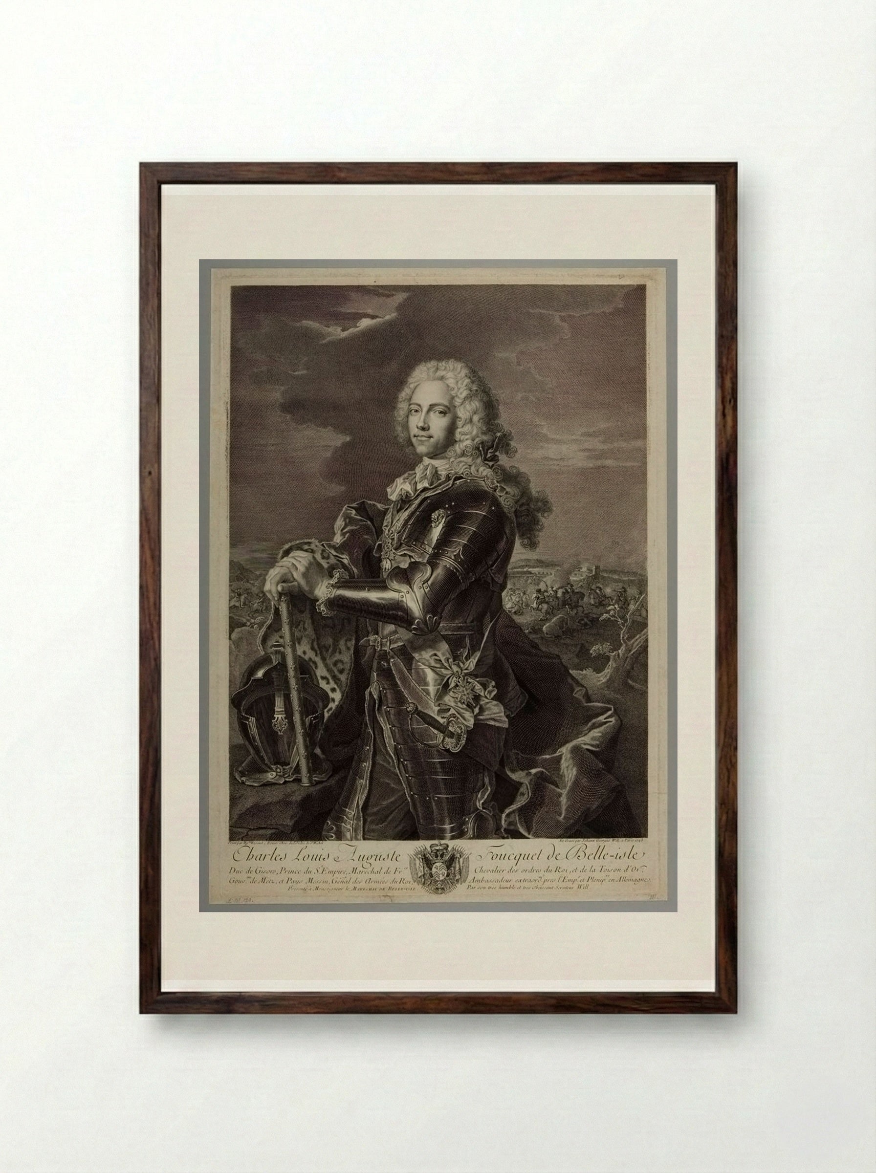 Charles Louis Auguste Fouquet, Duke of Belle-Isle - Johann Georg Wille - Framed Print Dark Wood