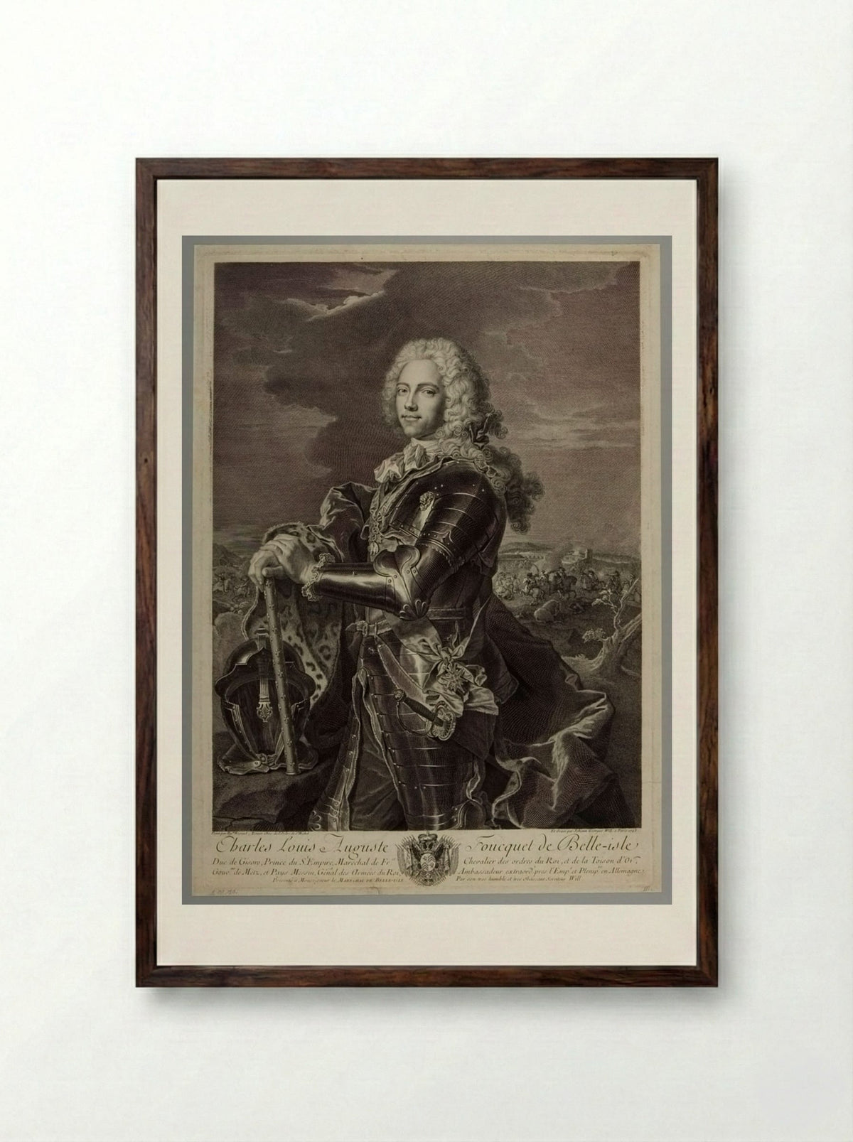 Charles Louis Auguste Fouquet, Duke of Belle-Isle - Johann Georg Wille - Framed Print Dark Wood