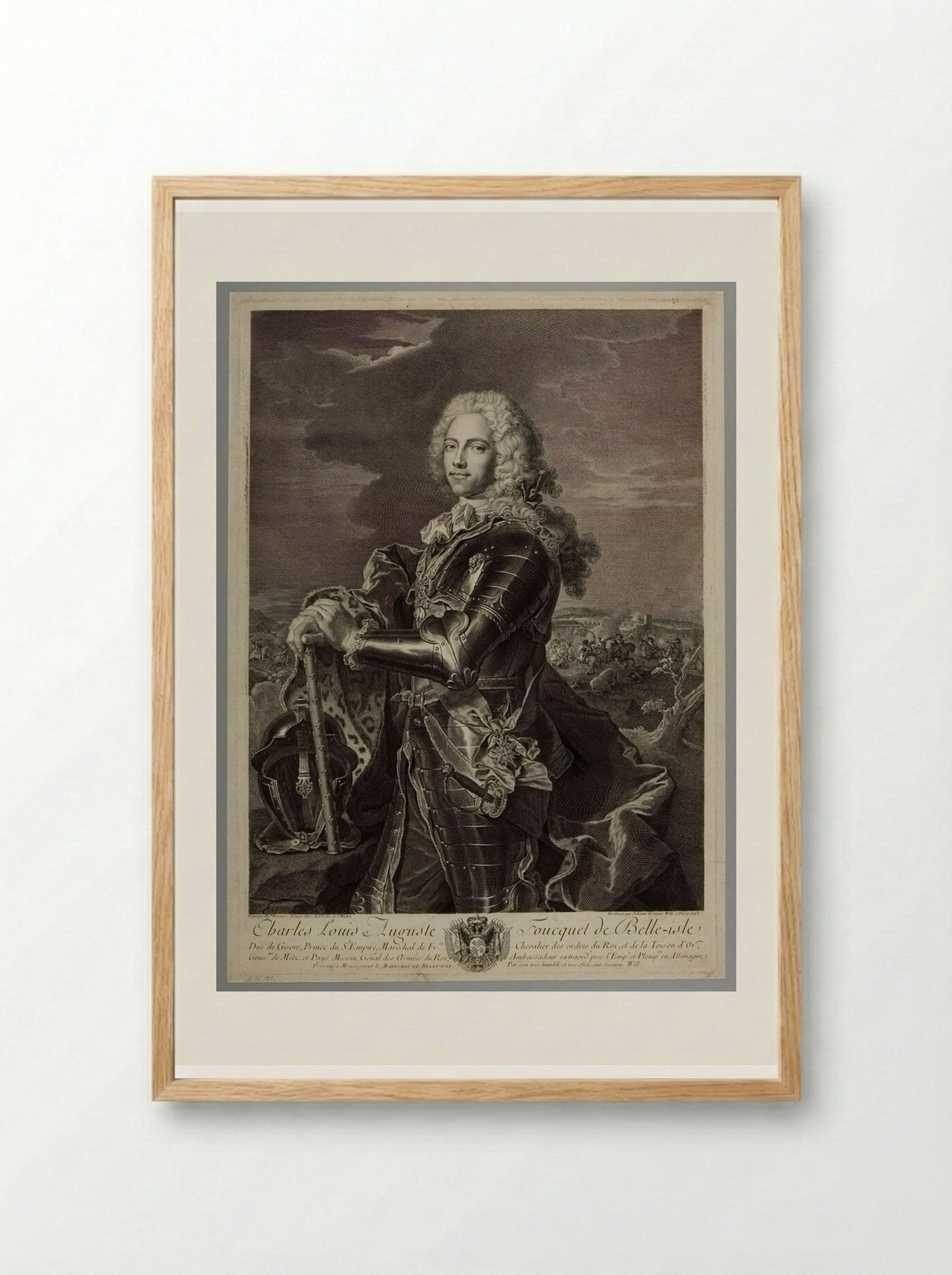 Charles Louis Auguste Fouquet, Duke of Belle-Isle - Johann Georg Wille - Framed Print Wood