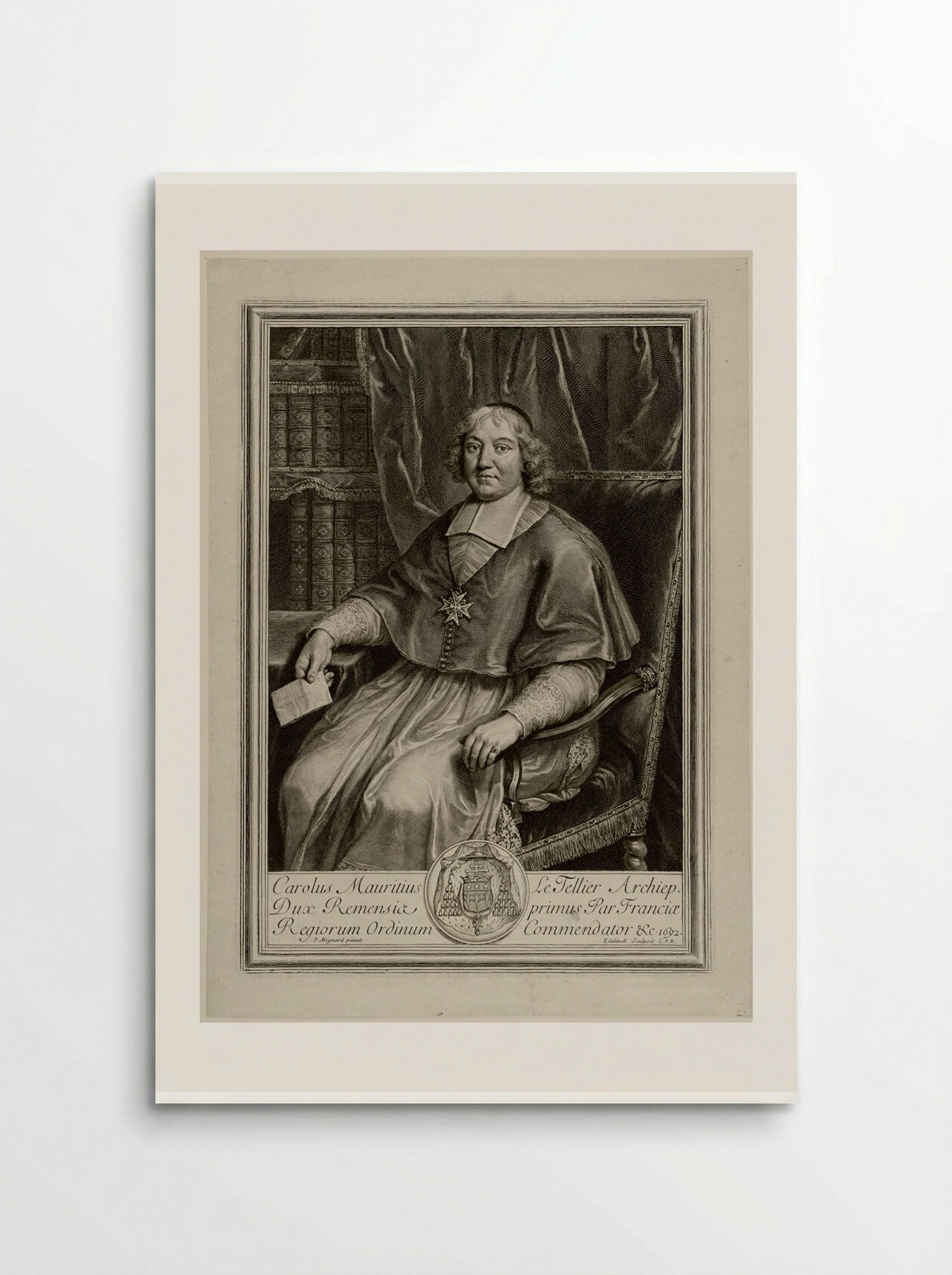 Charles Maurice Le Tellier, Archbishop, Duke of Reims - Gérard Edelinck - Poster