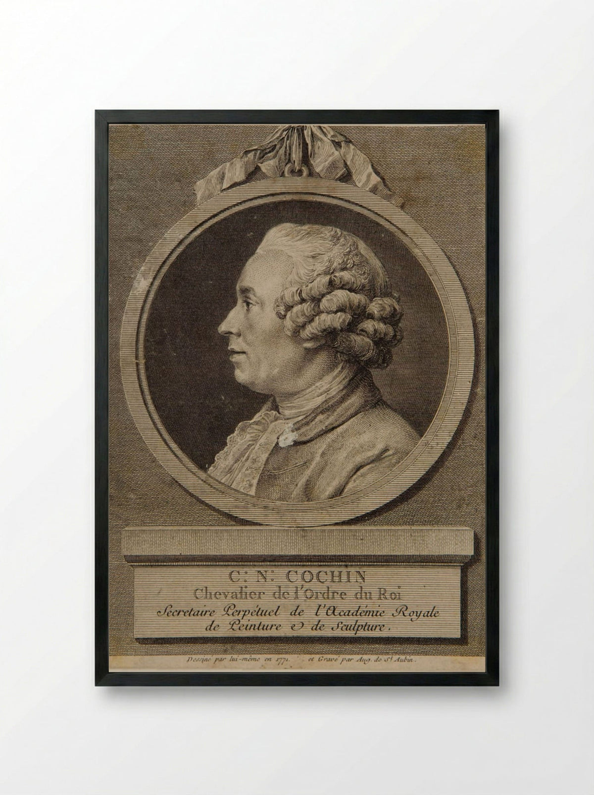 Charles-Nicolas Cochin - Augustin de Saint-Aubin - Framed Print Black