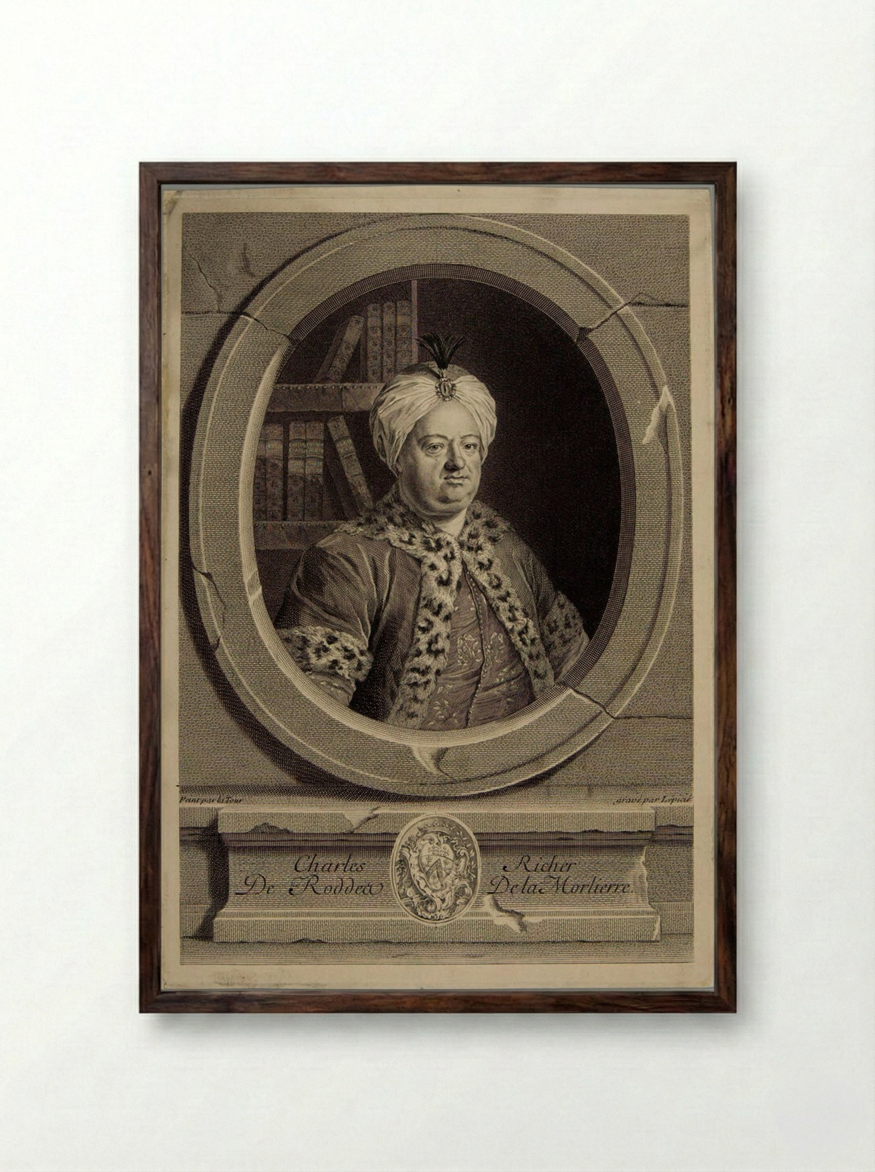 Charles Richter de Rodes de la Morlière - Bernard Lépicié - Framed Print Dark Wood
