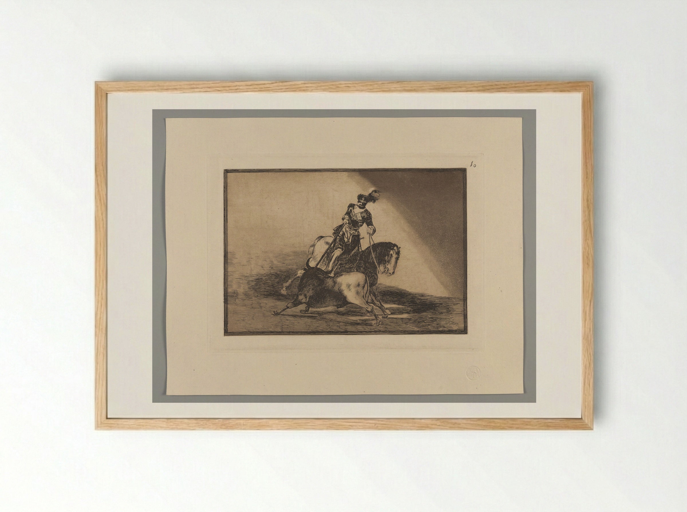 Charles V Spearing a Bull in the Ring at Valladolid - Francisco José de Goya y Lucientes - Framed Print Wood