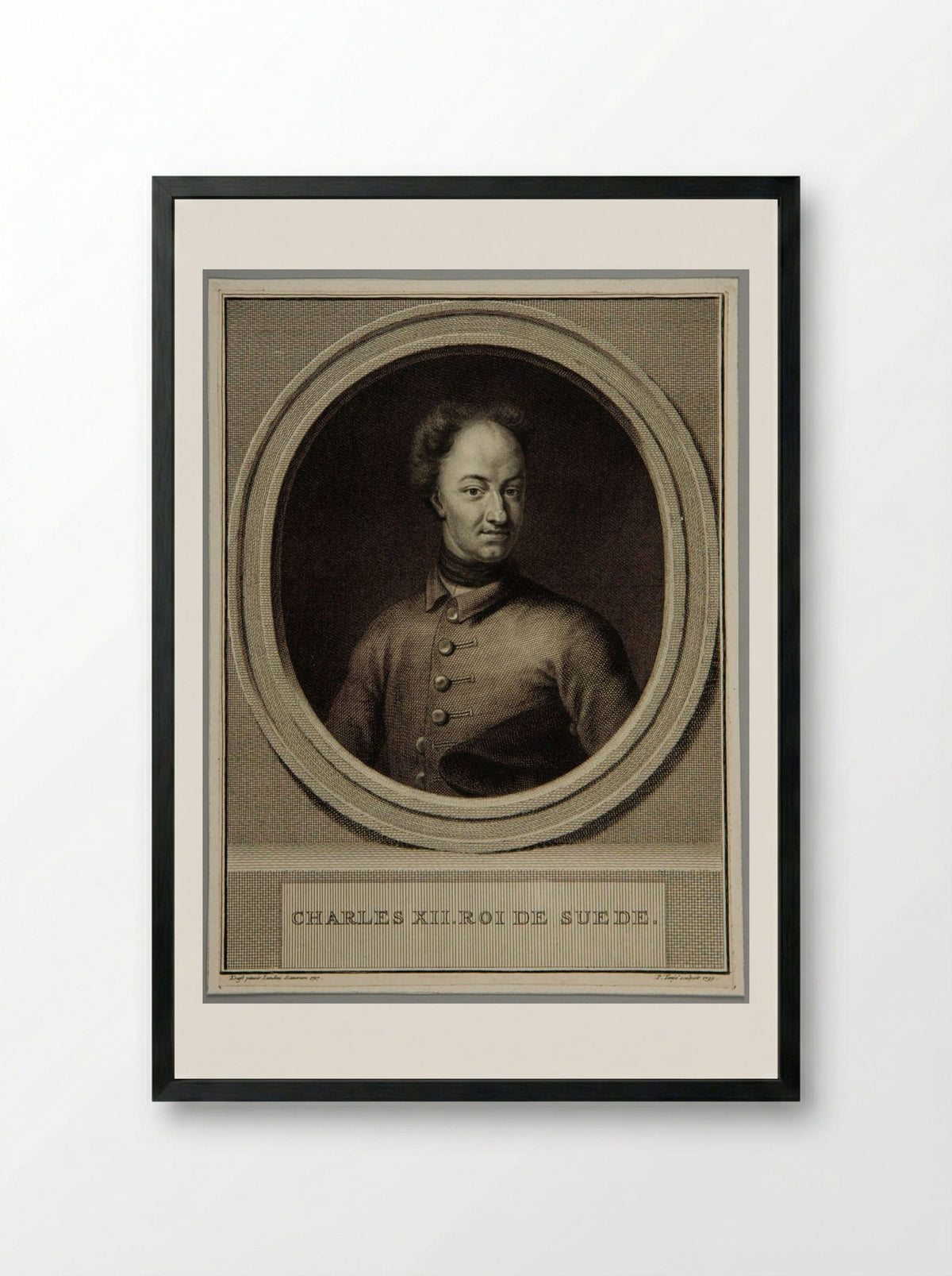 Charles XII, King of Sweden - Pieter Tanjé - Framed Print Black
