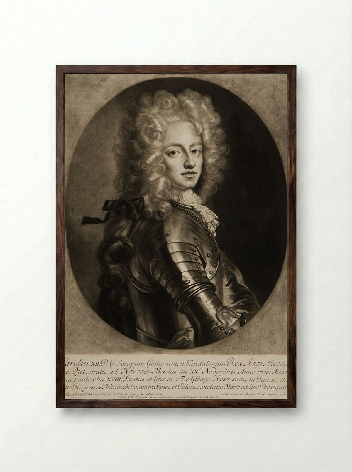 Charles XII of Sweden - John Smith - Framed Print Dark Wood