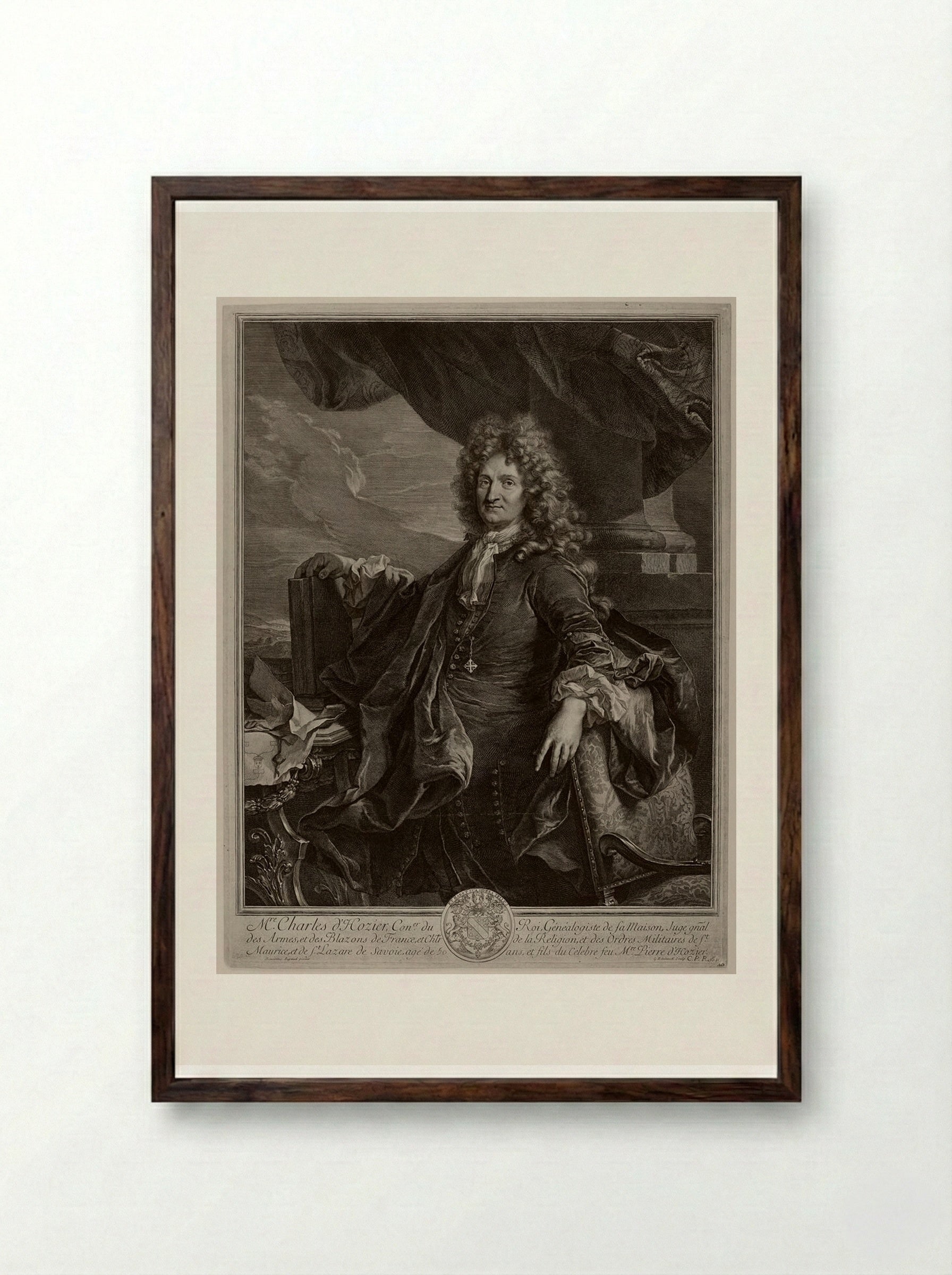 Charles d'Hozier - Gérard Edelinck - Framed Print Dark Wood