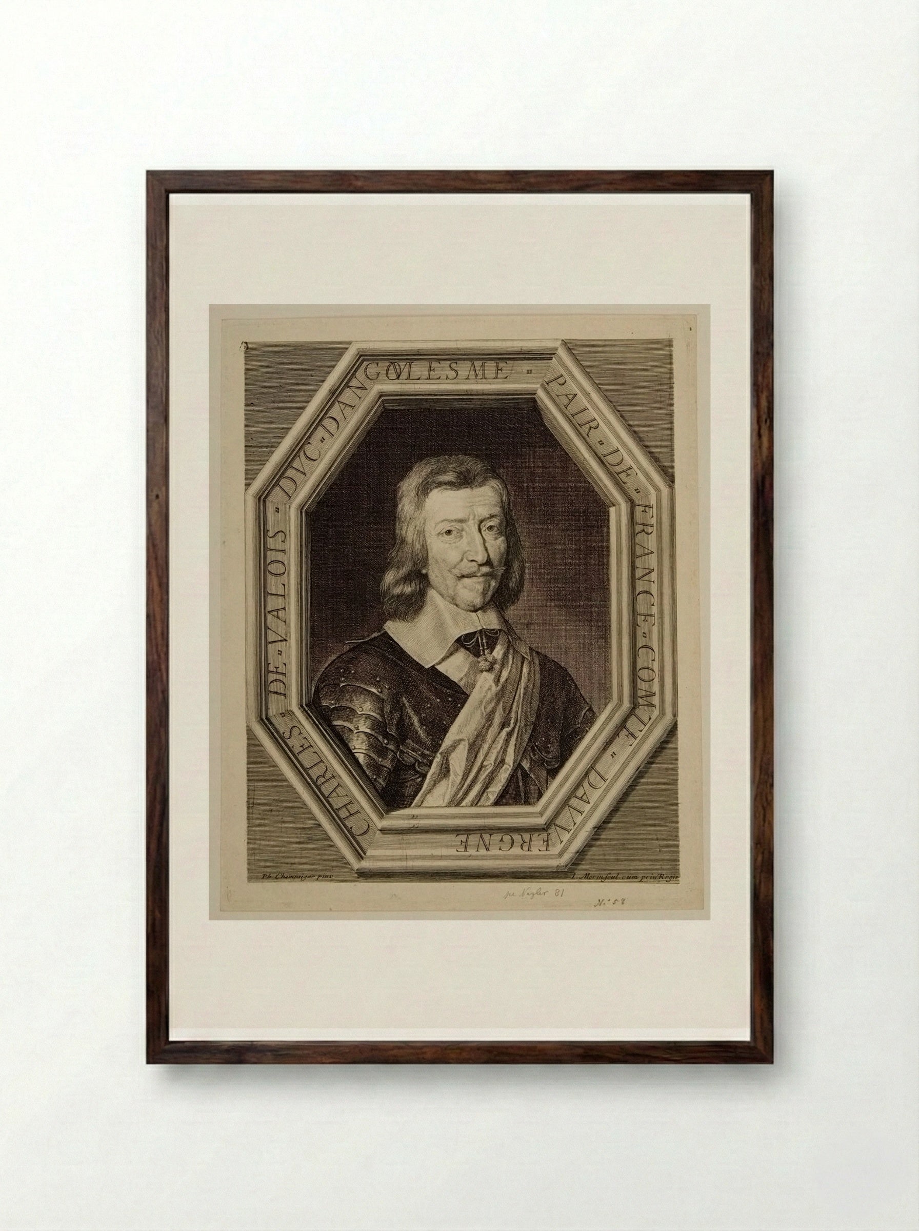 Charles de Valois, Duc d'Angoulême - Jean Morin - Framed Print Dark Wood