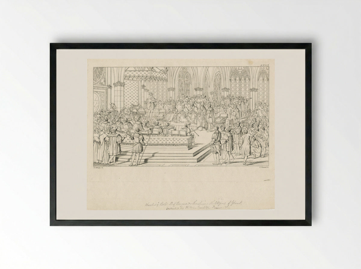 Charles the Bold Threatening the Citizens of Ghent - Jacob Herreyns (I) - Framed Print Black