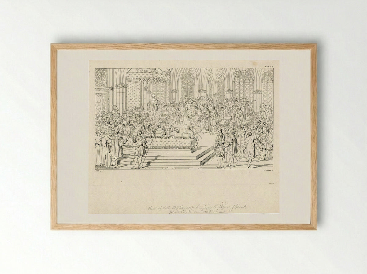 Charles the Bold Threatening the Citizens of Ghent - Jacob Herreyns (I) - Framed Print Wood