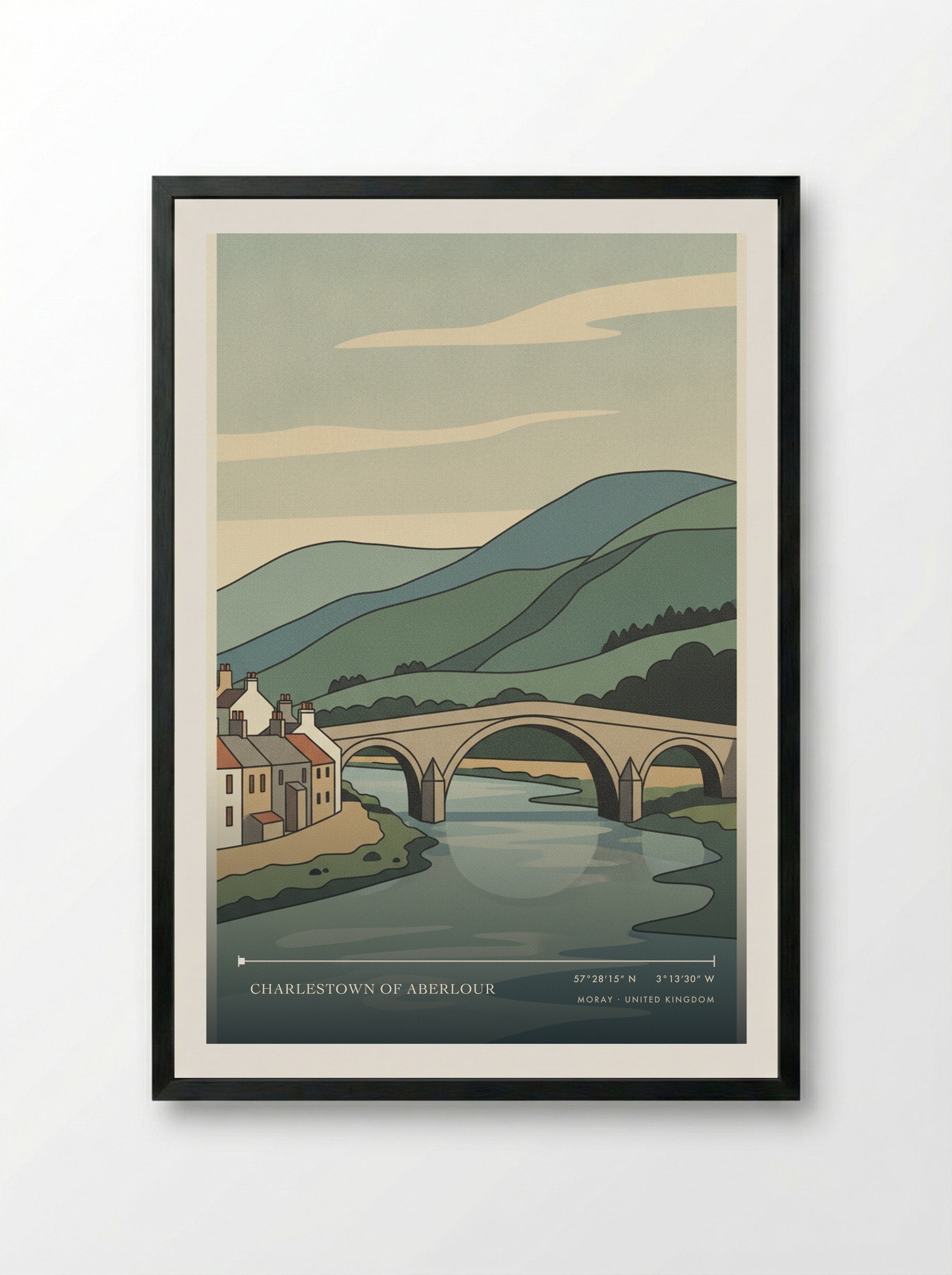 Charlestown of Aberlour Moray United Kingdom Travel Poster - Framed Print Black