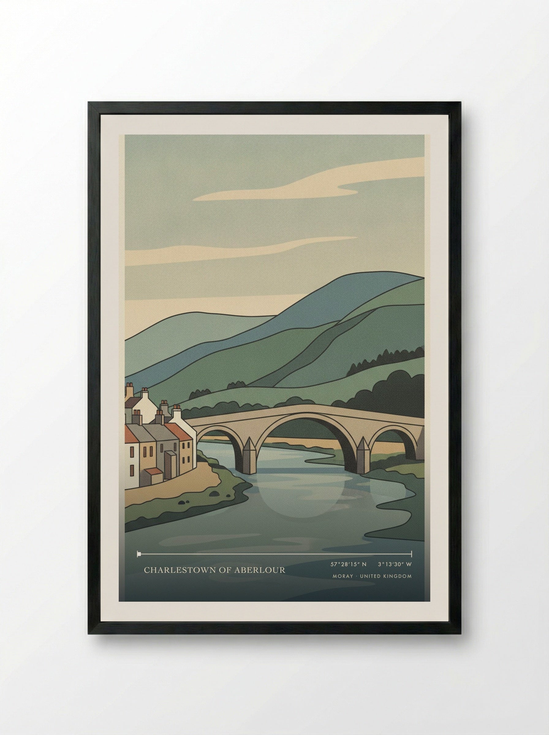Charlestown of Aberlour Moray United Kingdom Travel Poster - Framed Print Black