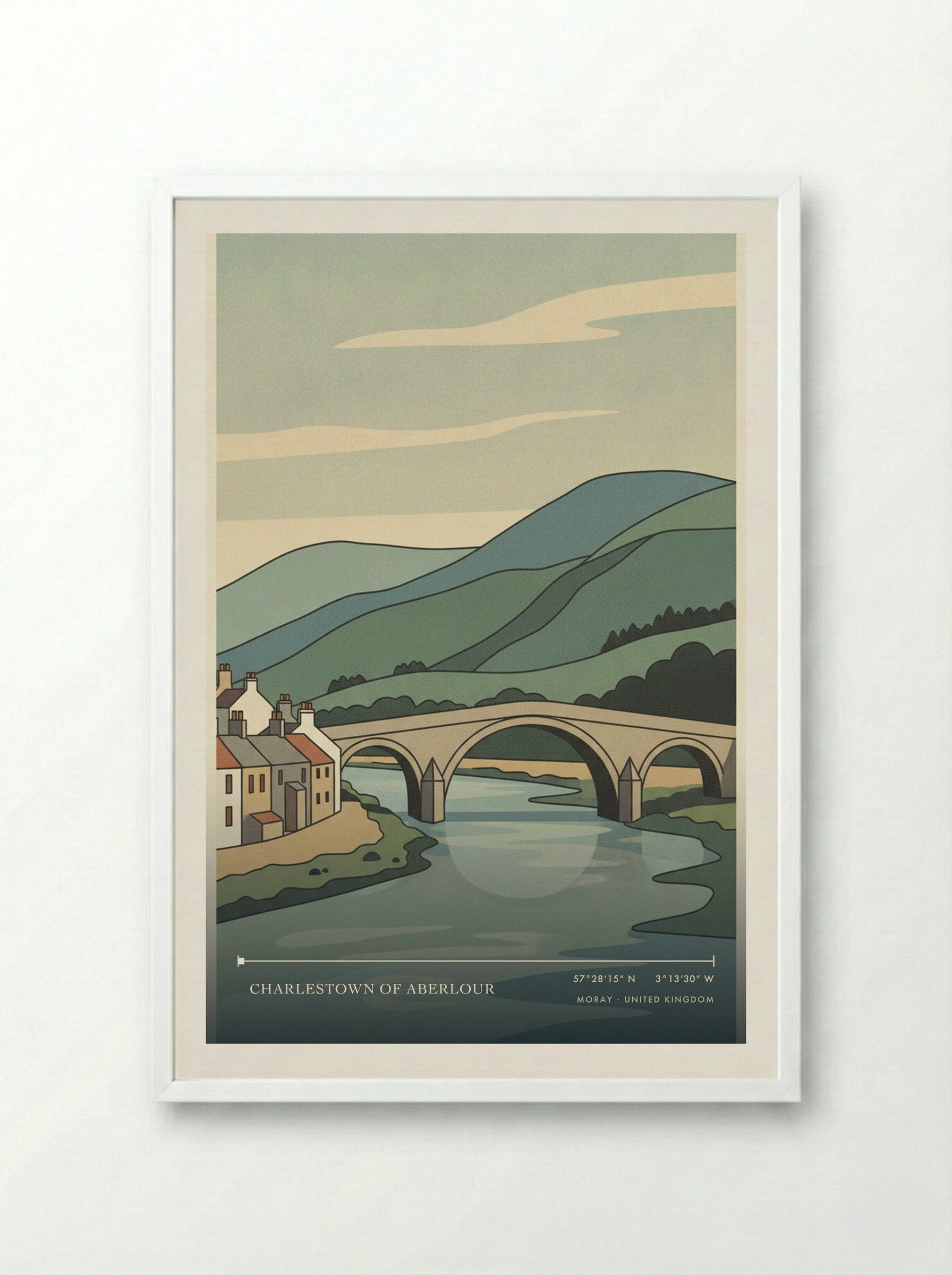 Charlestown of Aberlour Moray United Kingdom Travel Poster - Framed Print White