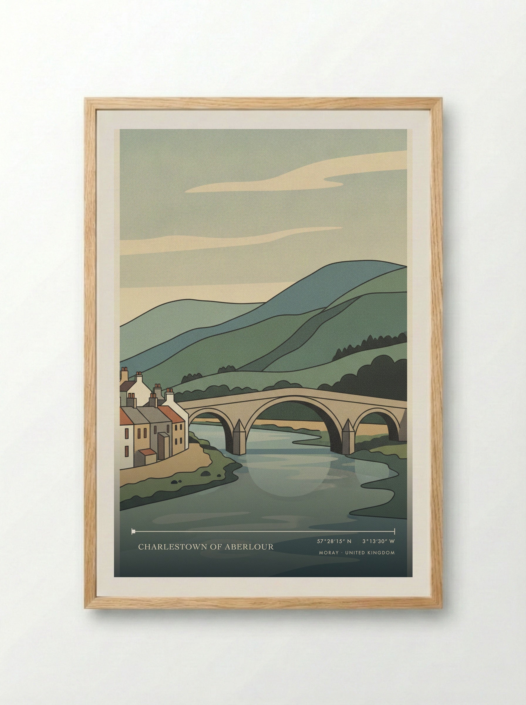 Charlestown of Aberlour Moray United Kingdom Travel Poster - Framed Print Wood