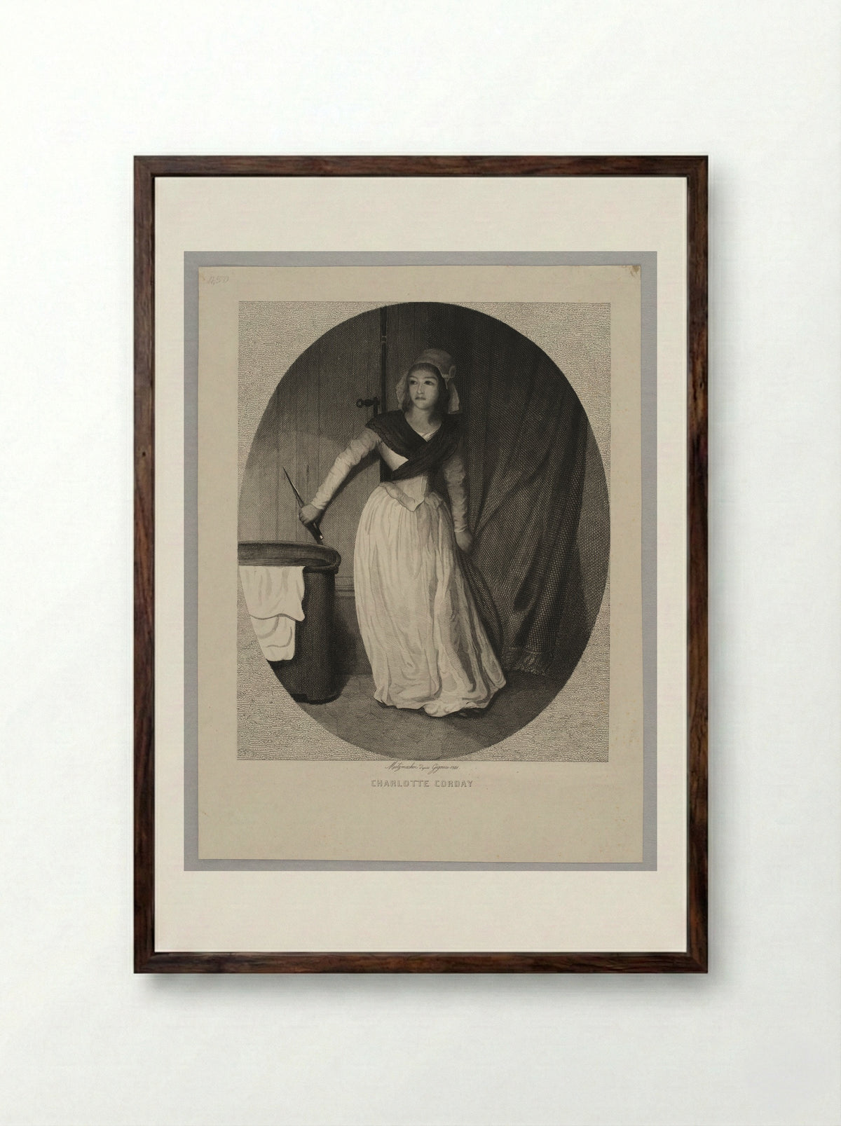 Charlotte Corday - Pierre Guillaume Metzmacher - Framed Print Dark Wood