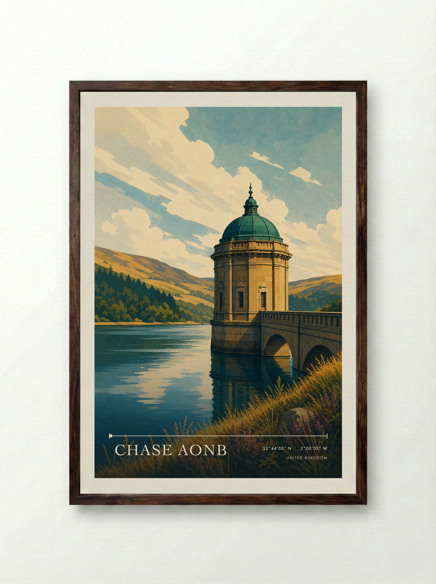 Chase AONB United Kingdom Travel Poster - Framed Print Dark Wood
