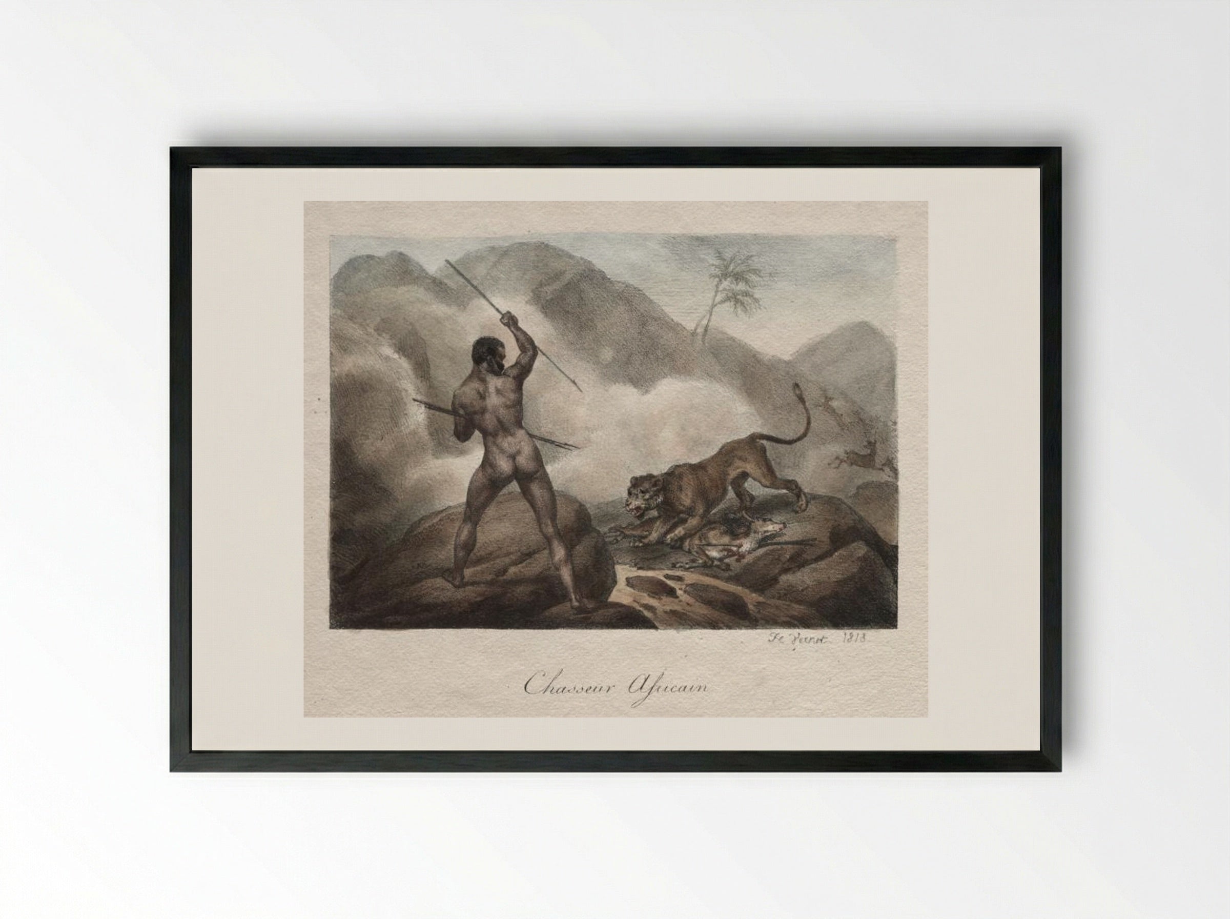 Chasseur Africain - Horace Vernet - Framed Print Black