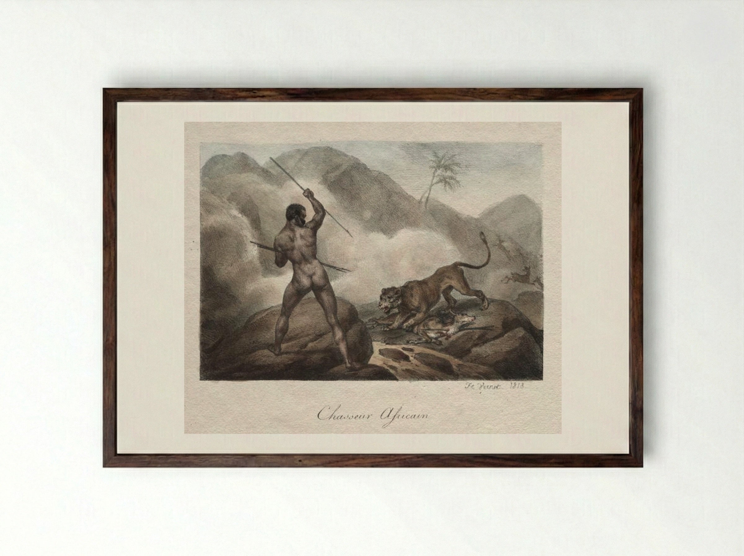 Chasseur Africain - Horace Vernet - Framed Print Dark Wood