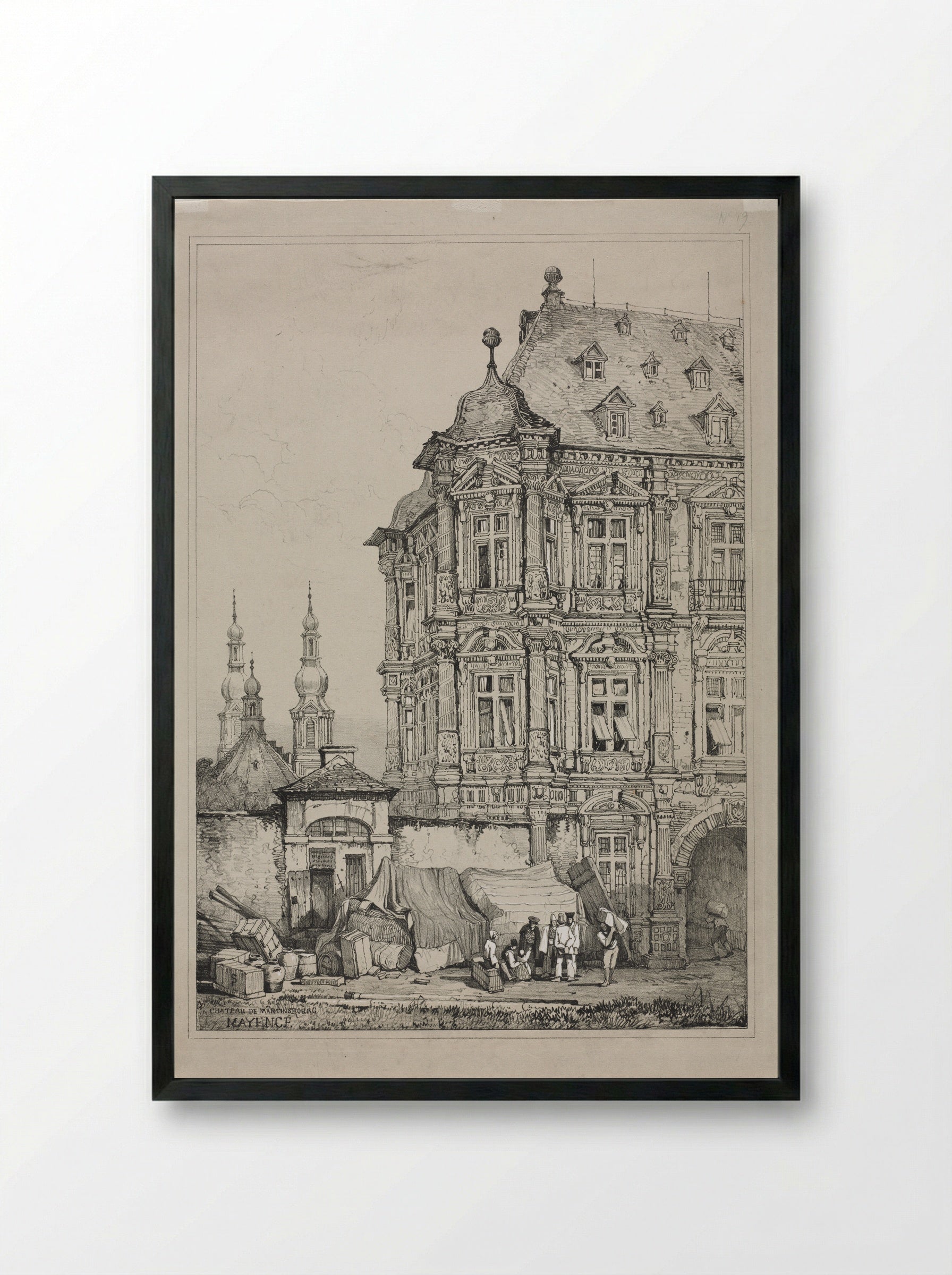 Chateau de Martinsbourg, Mayence - Samuel Prout - Framed Print Black