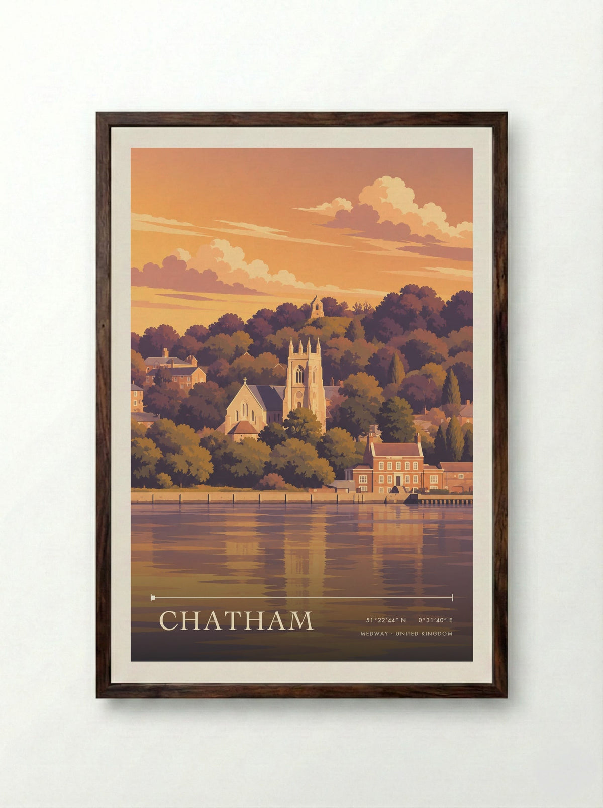 Chatham, Medway | Travel Poster - Framed Print Dark Wood