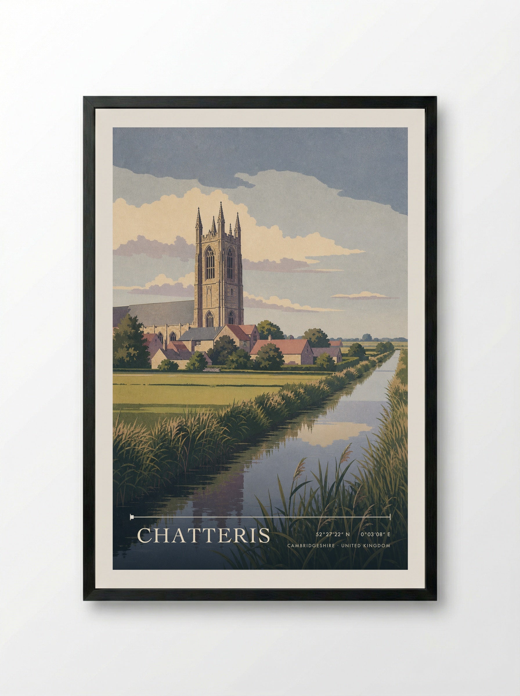 Chatteris Cambridgeshire United Kingdom Travel Poster - Framed Print Black