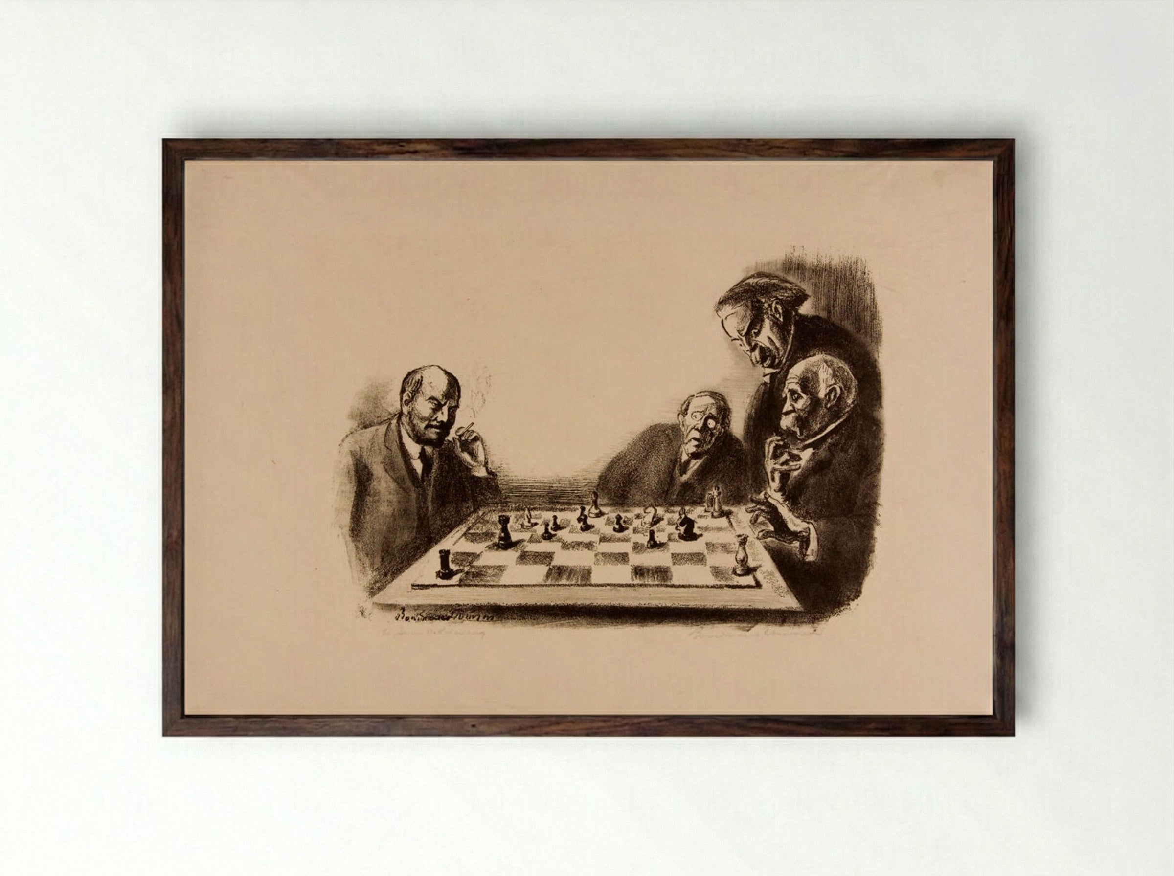 Checkmate, Gentlemen - Boardman Robinson - Framed Print Dark Wood
