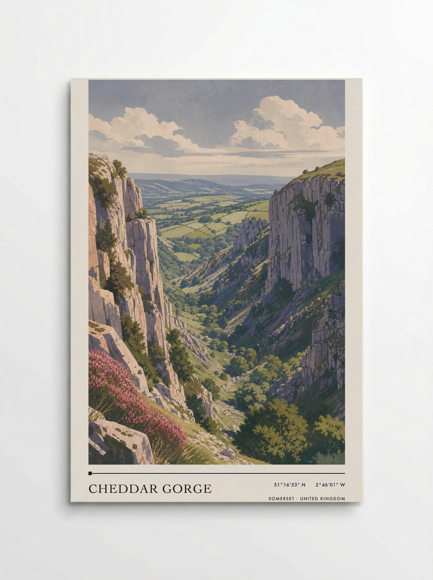 Cheddar Gorge Somerset United Kingdom Travel Poster - Poster