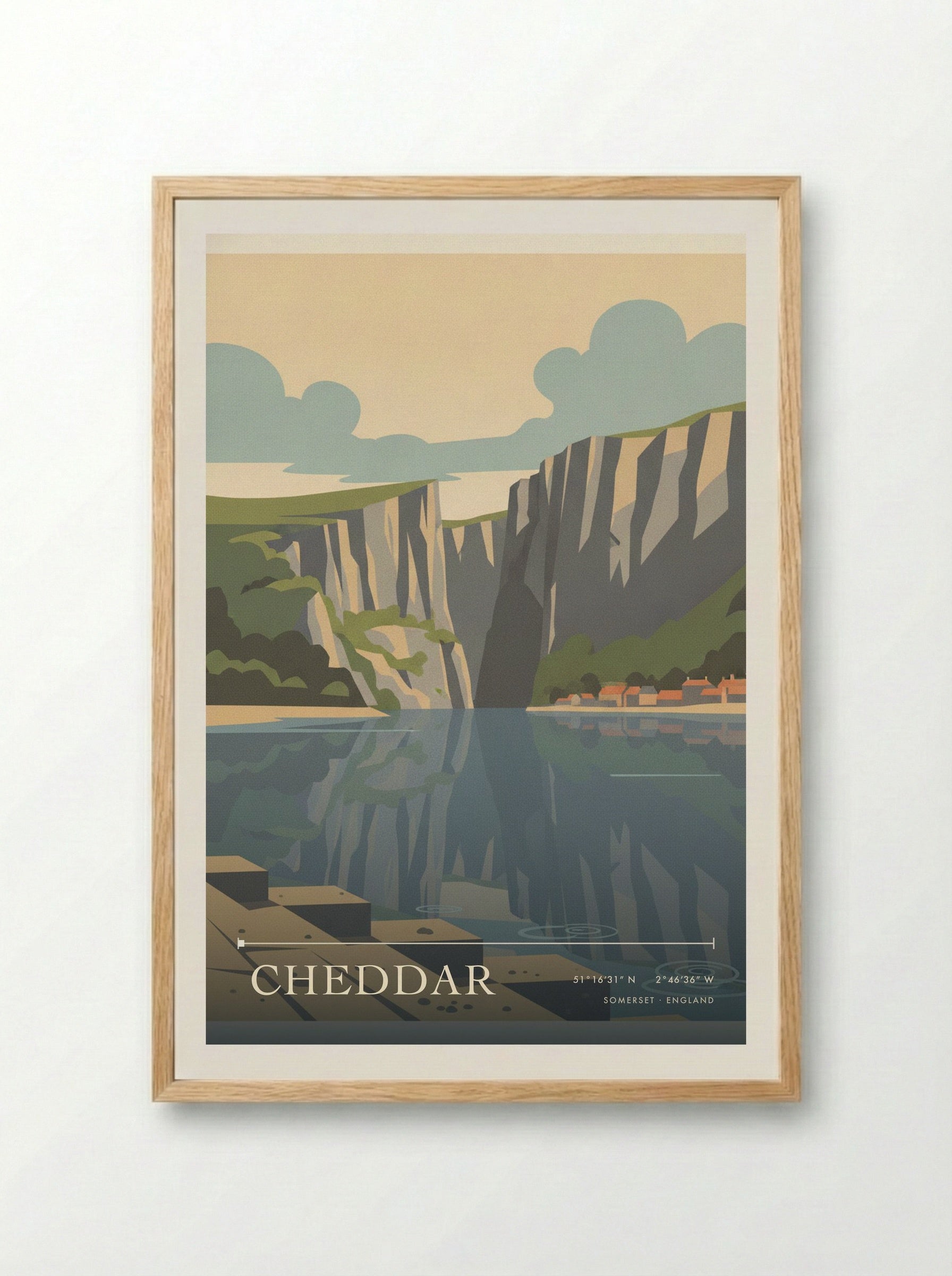 Cheddar Somerset England Travel Poster - Framed Print Wood