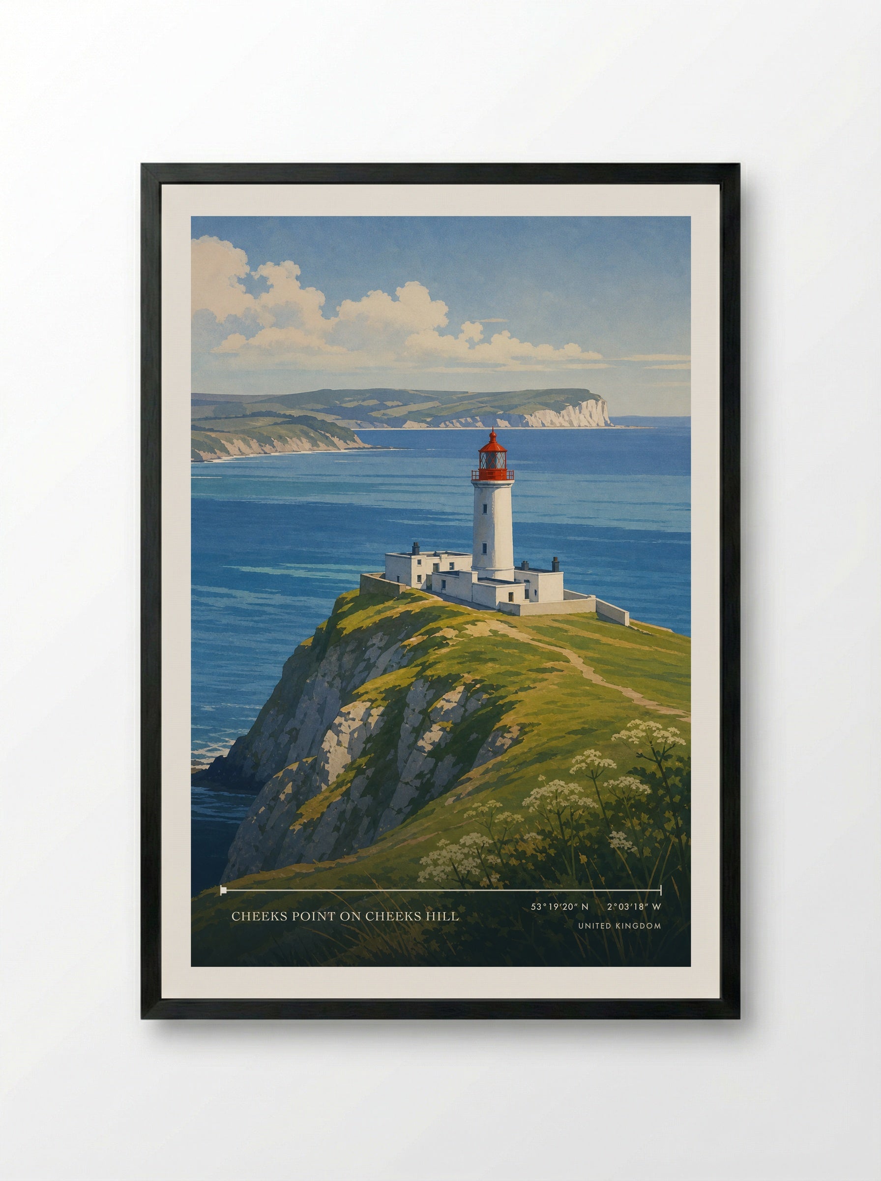 Cheeks Point on Cheeks Hill United Kingdom Travel Poster - Framed Print Black