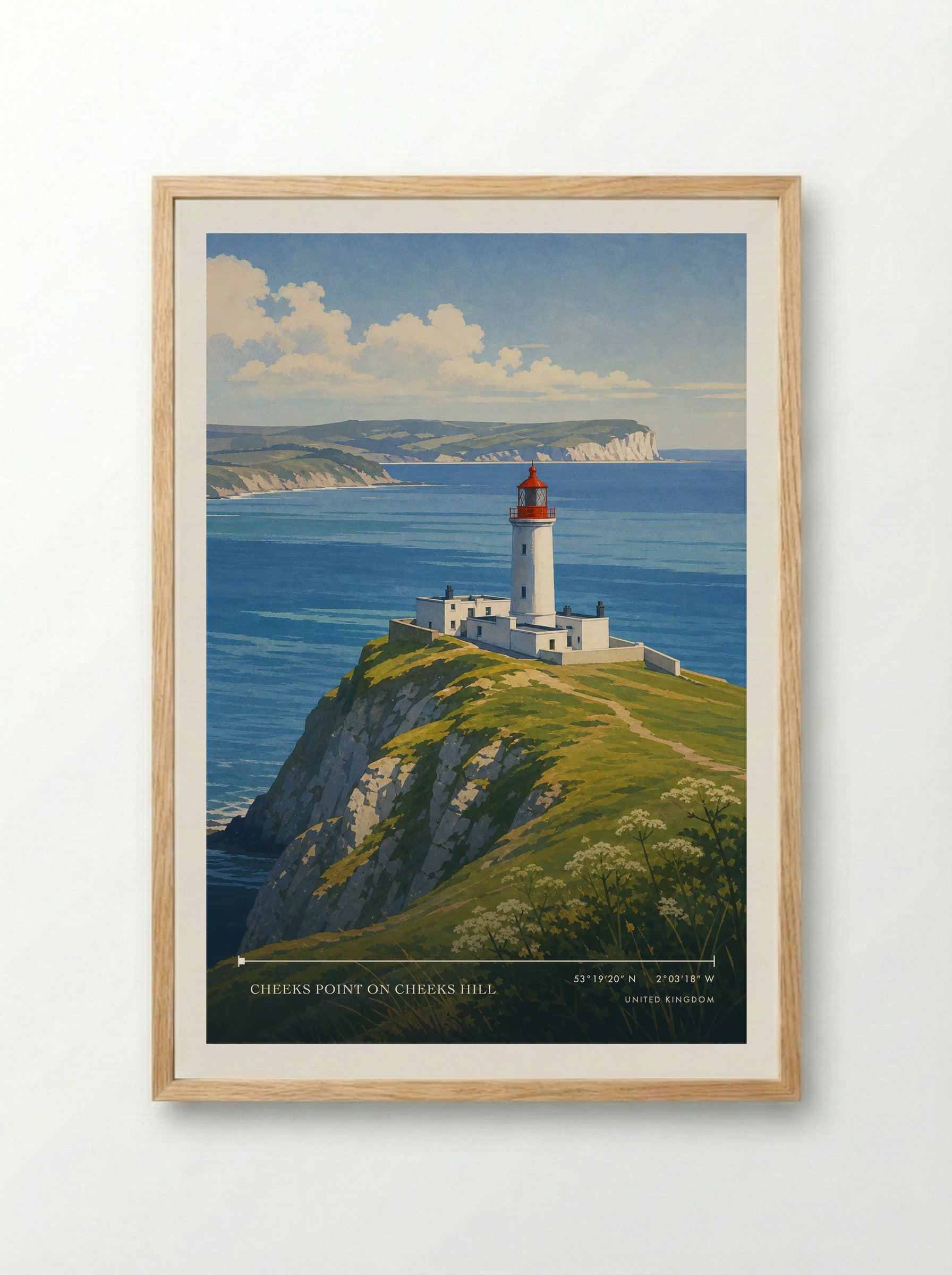 Cheeks Point on Cheeks Hill United Kingdom Travel Poster - Framed Print Wood