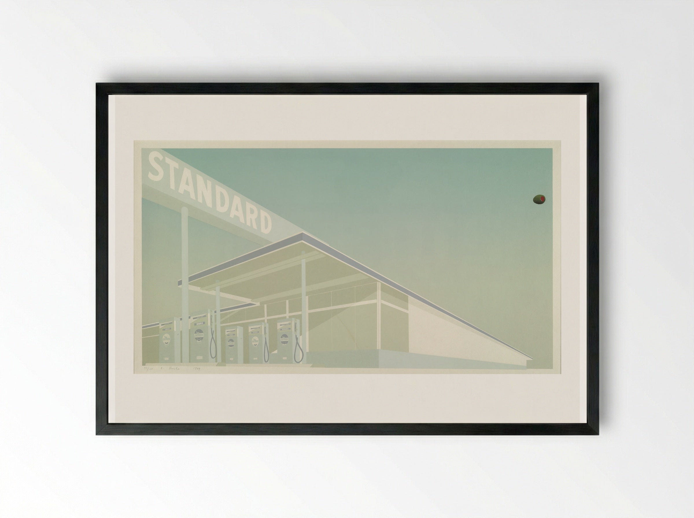 Cheese Mold Standard with Olive - Edward Ruscha - Framed Print Black