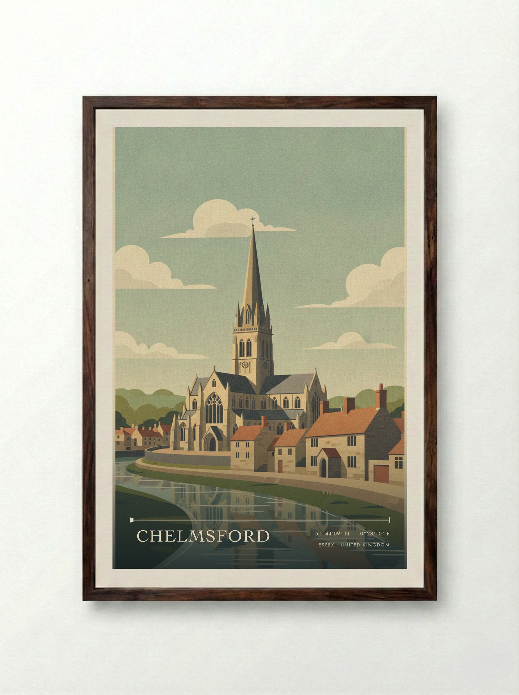 Chelmsford Essex United Kingdom Travel Poster - Framed Print Dark Wood