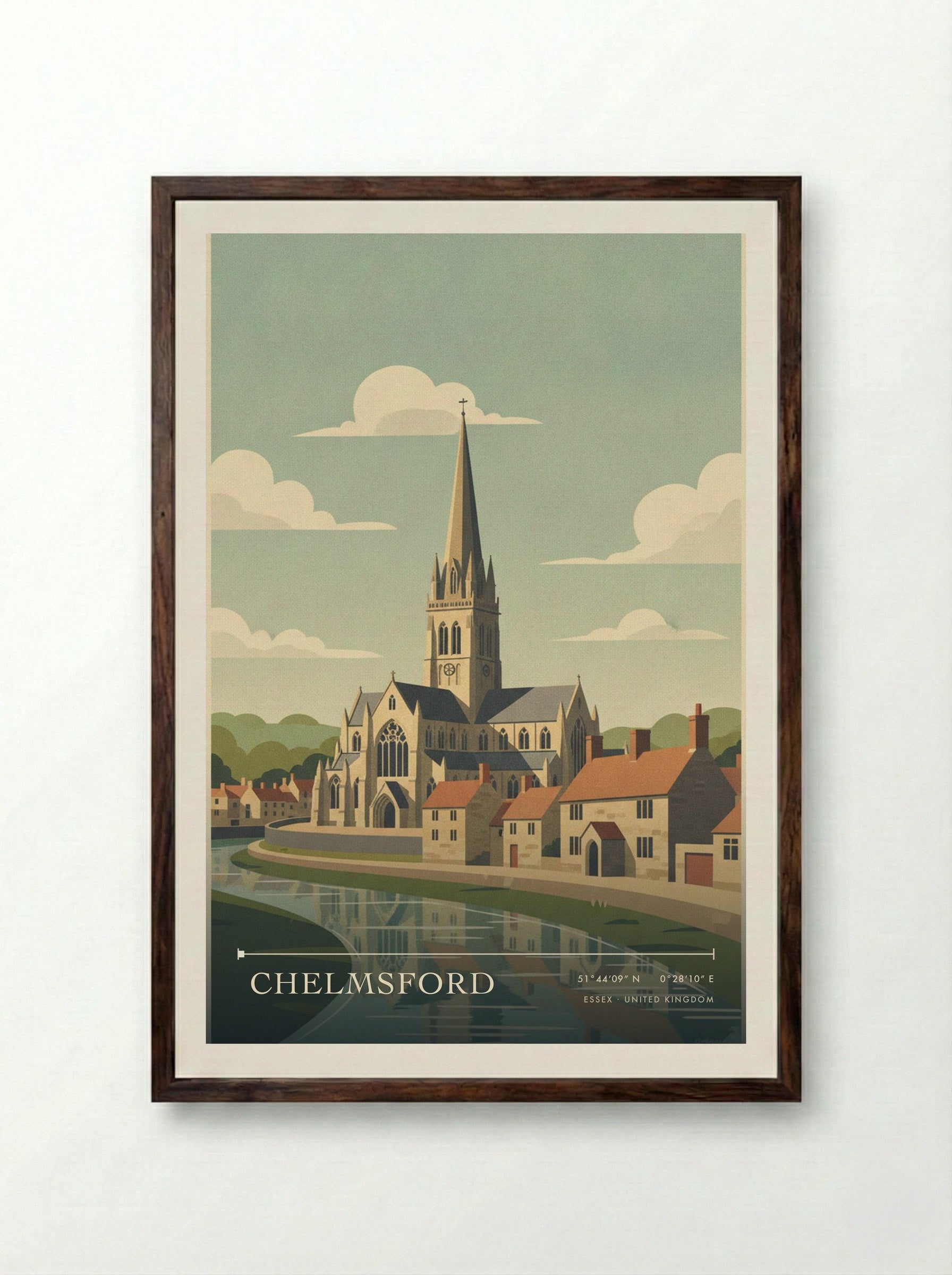 Chelmsford Essex United Kingdom Travel Poster - Framed Print Dark Wood