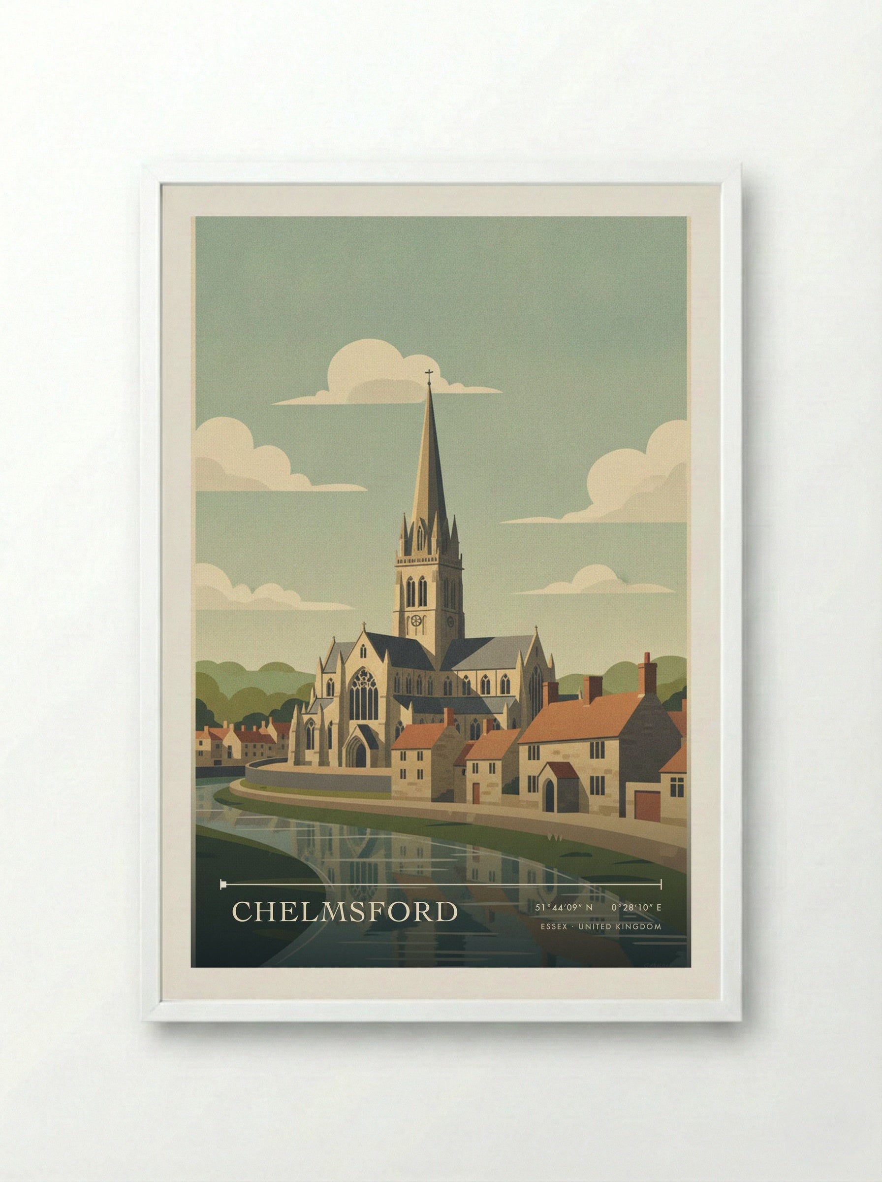 Chelmsford Essex United Kingdom Travel Poster - Framed Print White