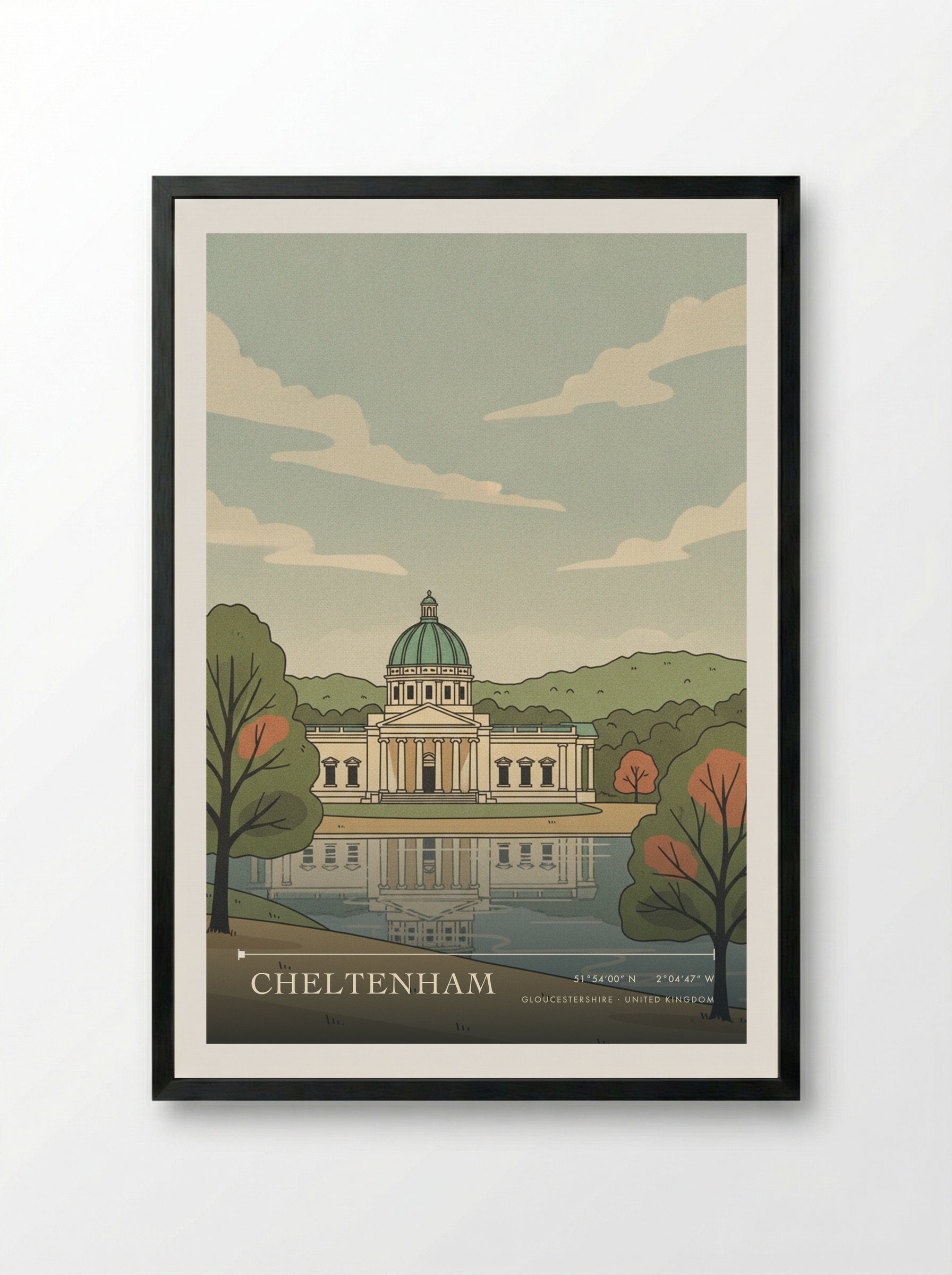 Cheltenham Gloucestershire United Kingdom Travel Poster - Framed Print Black