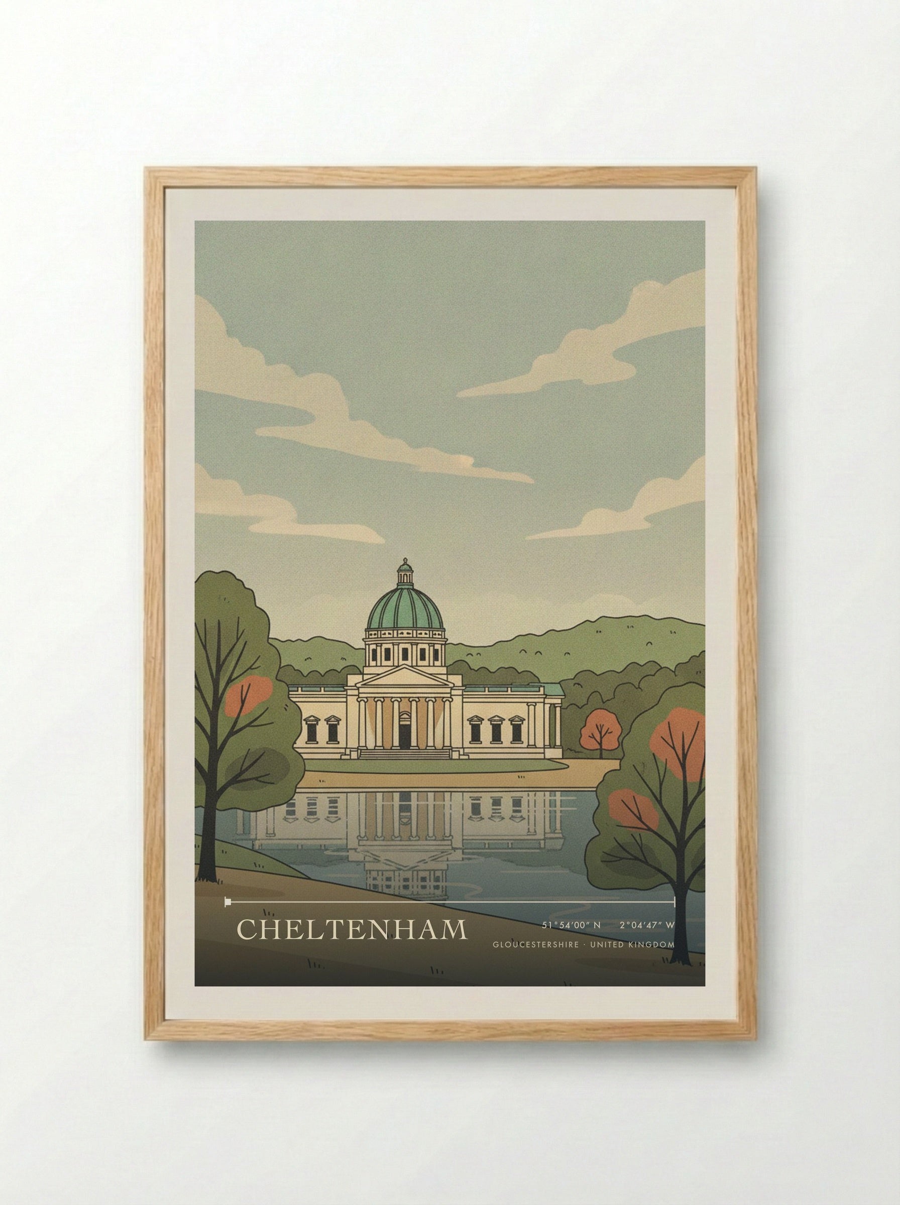 Cheltenham Gloucestershire United Kingdom Travel Poster - Framed Print Wood