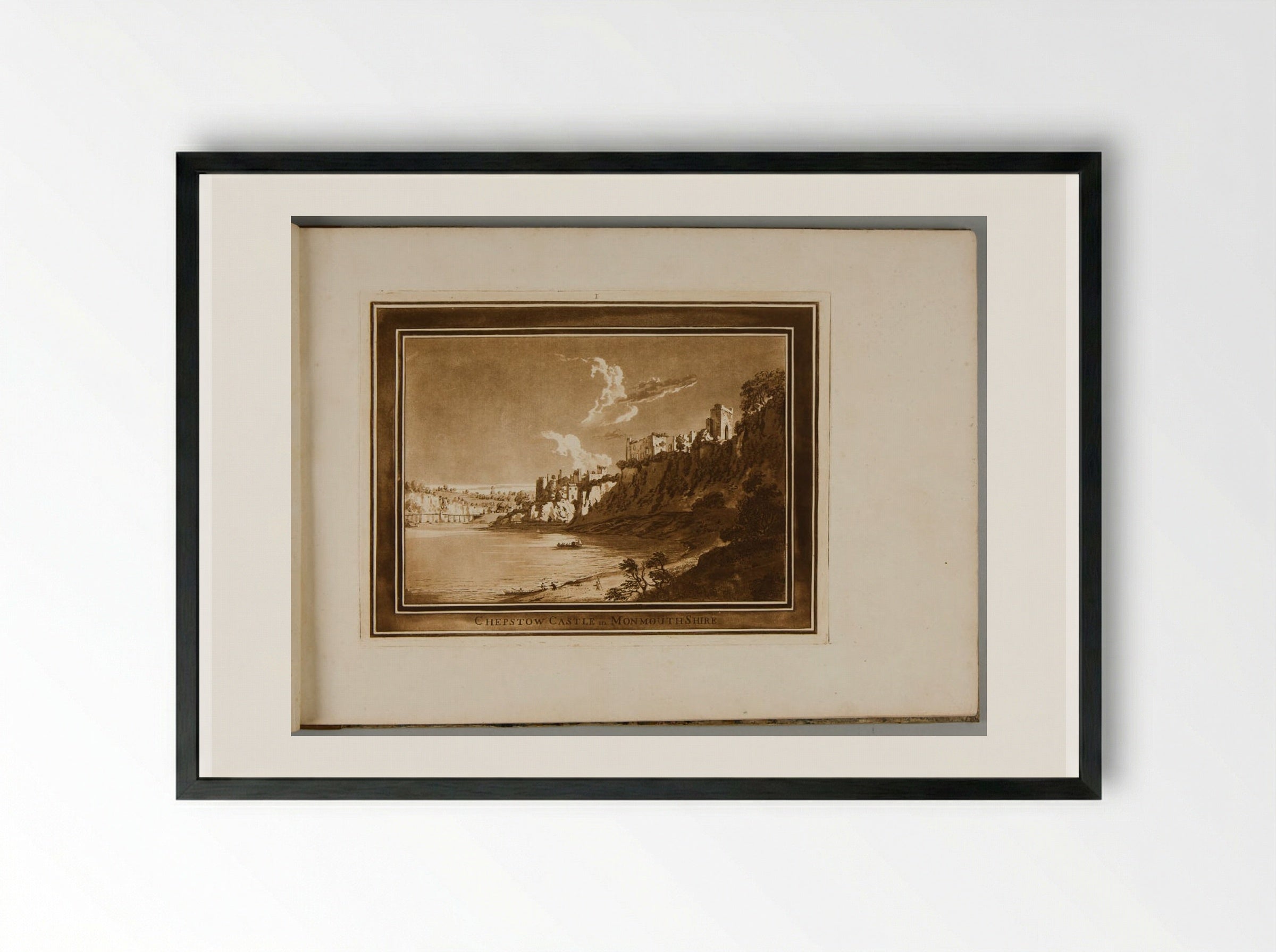 Chepstow Castle in Monmouthshire - Paul Sandby - Framed Print Black
