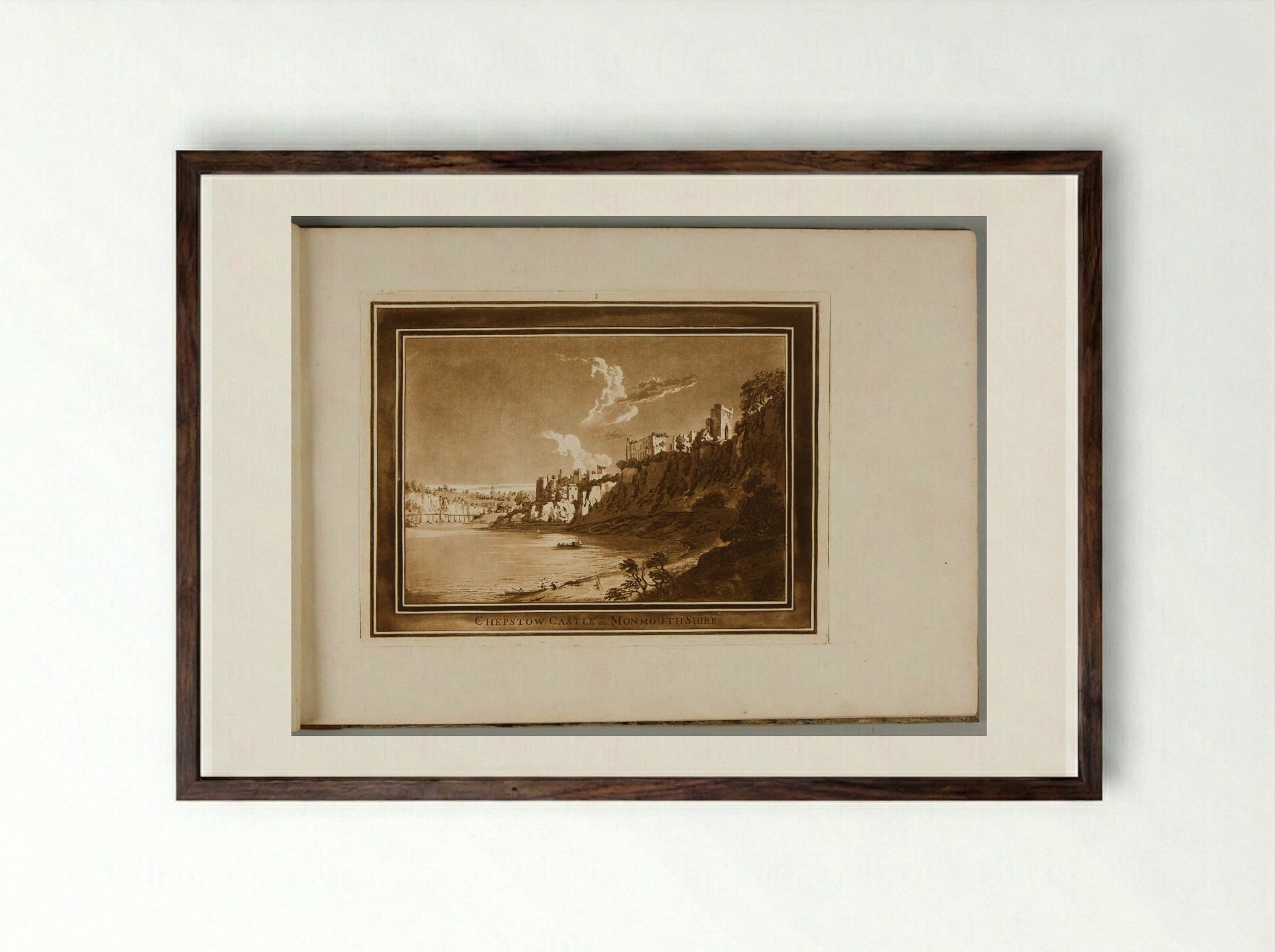 Chepstow Castle in Monmouthshire - Paul Sandby - Framed Print Dark Wood