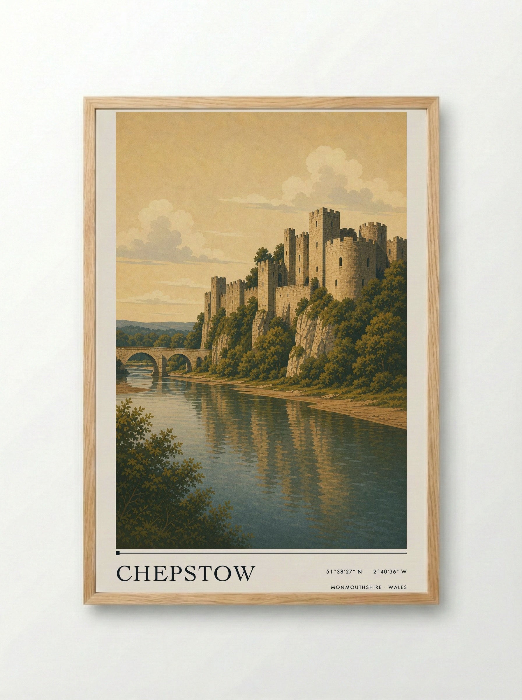 Chepstow Monmouthshire Wales Travel Poster - Framed Print Wood
