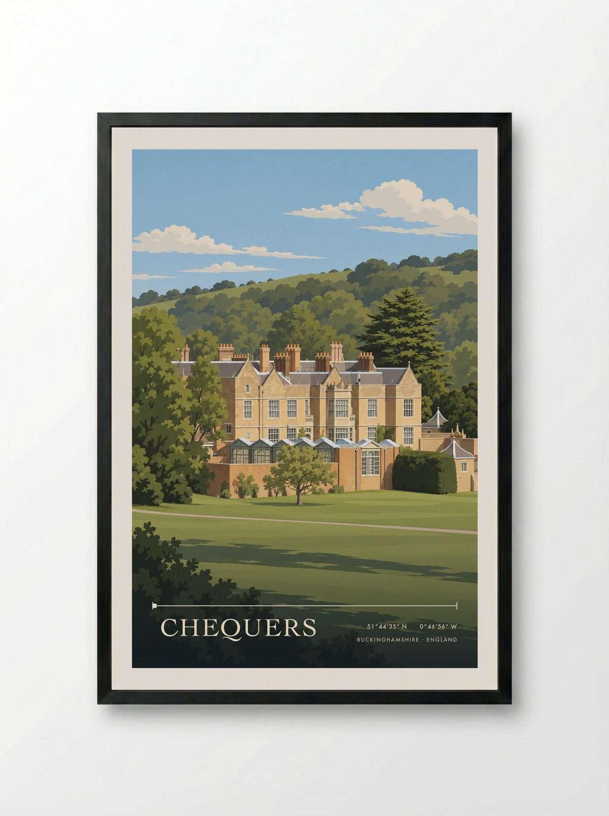 Chequers, Buckinghamshire | Travel Poster - Framed Print Black